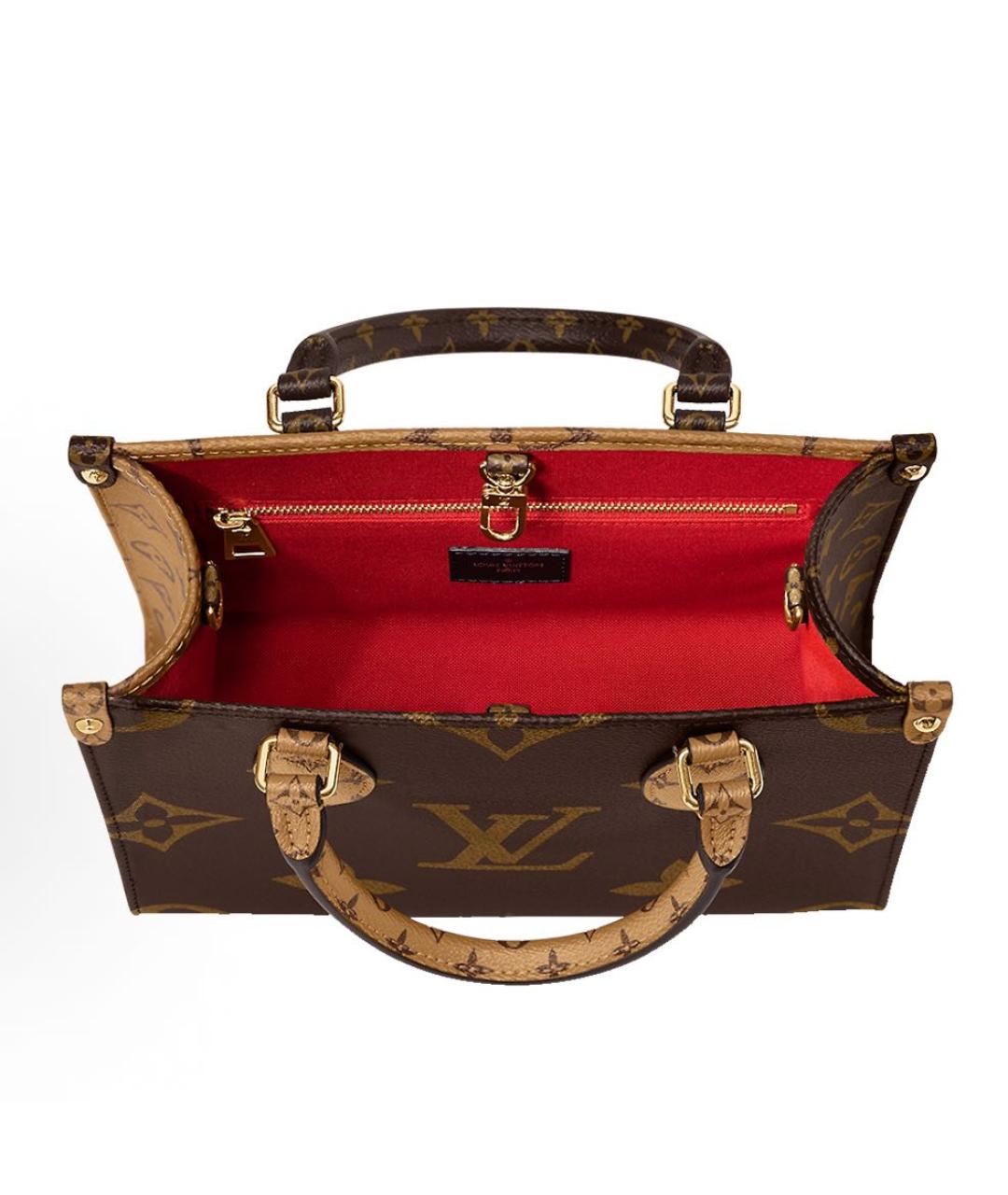 LOUIS VUITTON Коричневая кожаная сумка с короткими ручками, фото 4