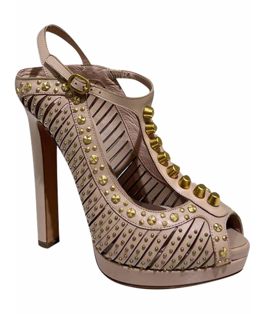 ALEXANDER MCQUEEN Бежевые кожаные босоножки, фото 1