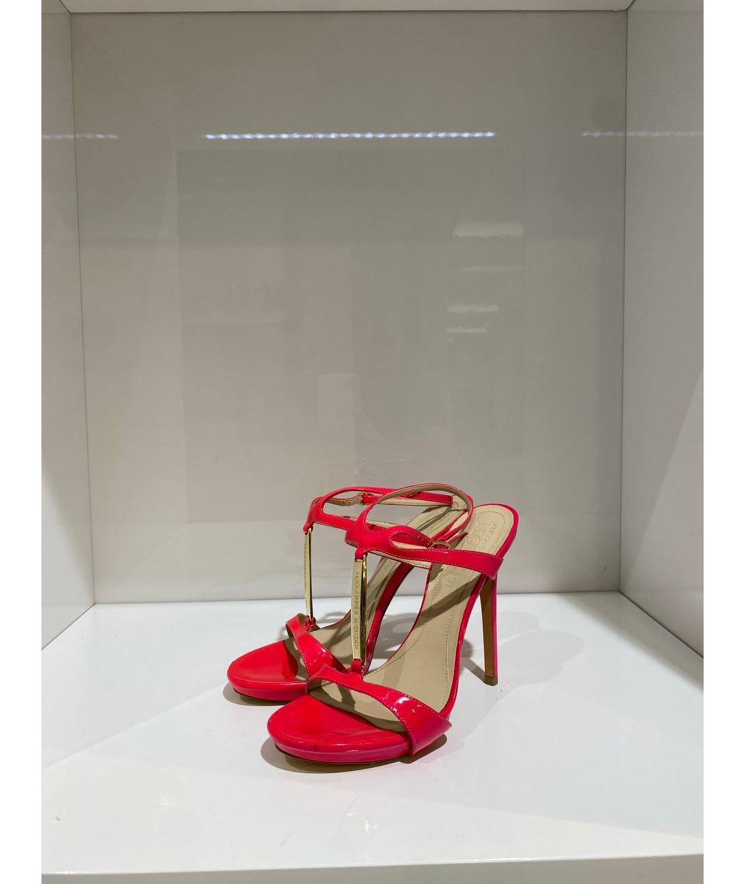 ALEXANDER MCQUEEN Красные кожаные босоножки, фото 2
