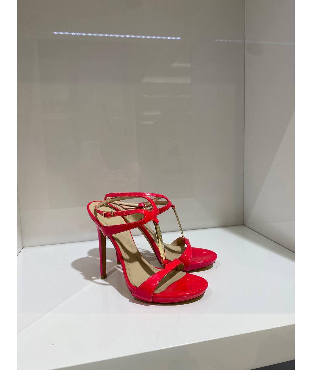 ALEXANDER MCQUEEN Красные кожаные босоножки, фото 4