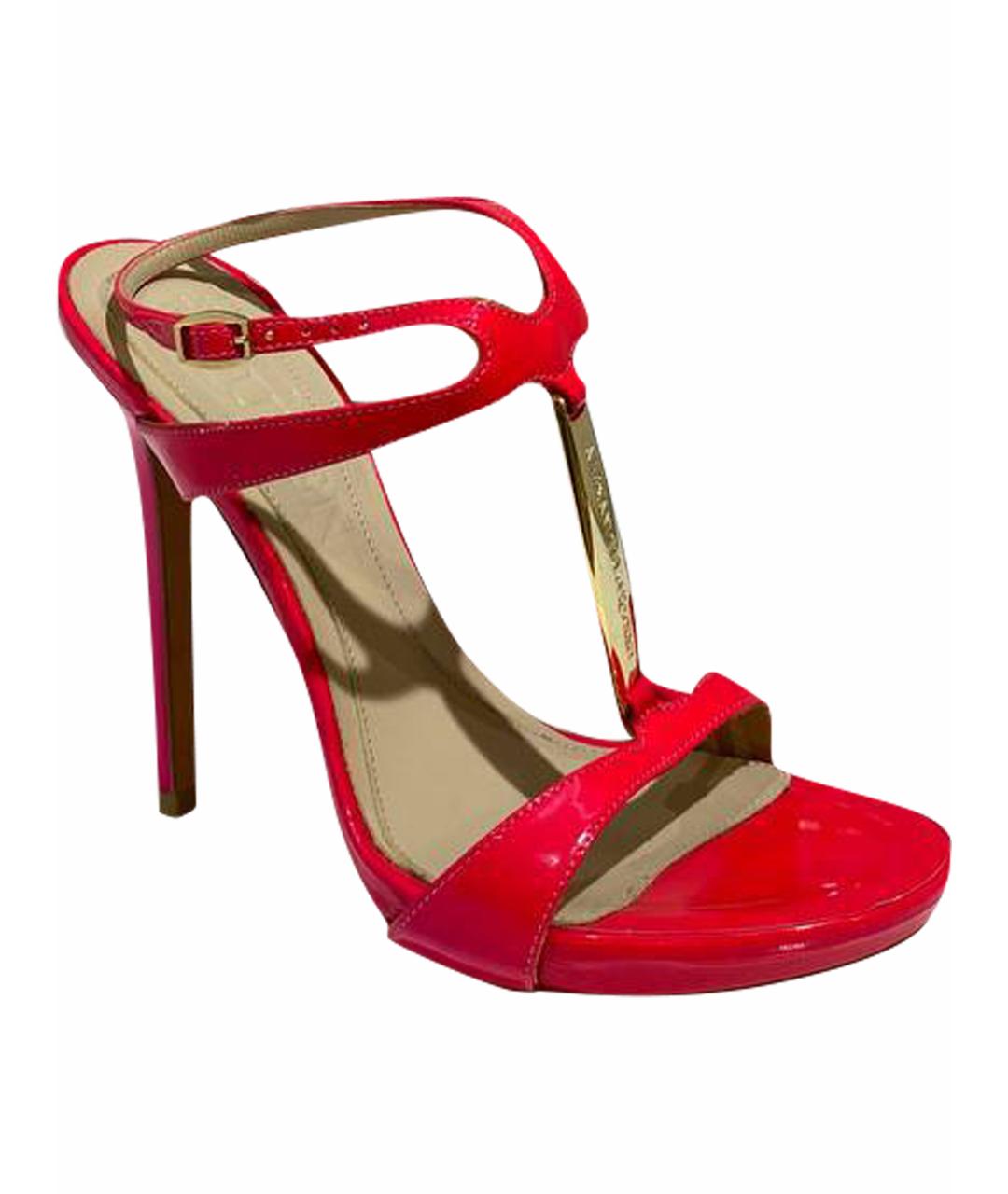 ALEXANDER MCQUEEN Красные кожаные босоножки, фото 1