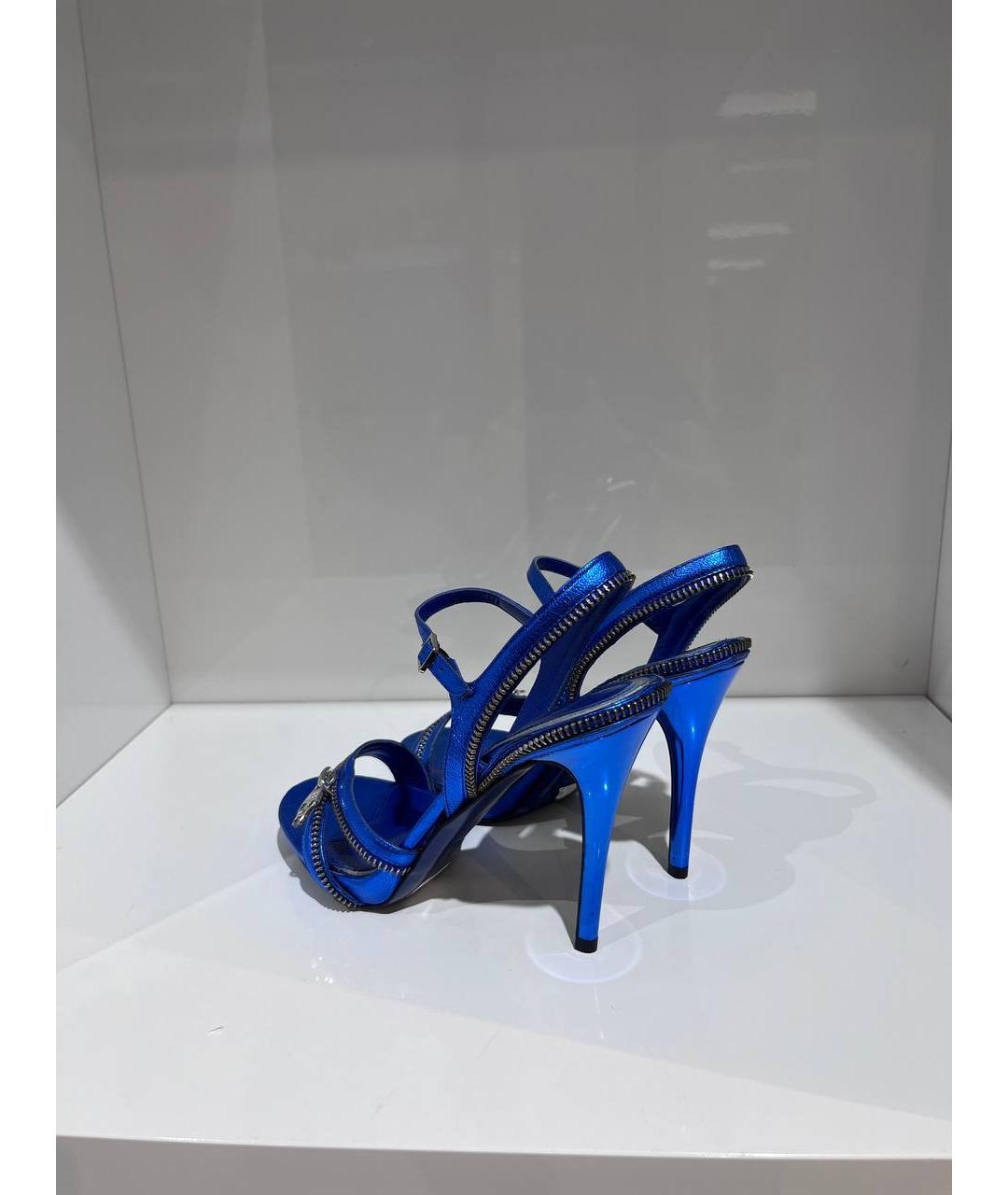 ALEXANDER MCQUEEN Синие кожаные босоножки, фото 3