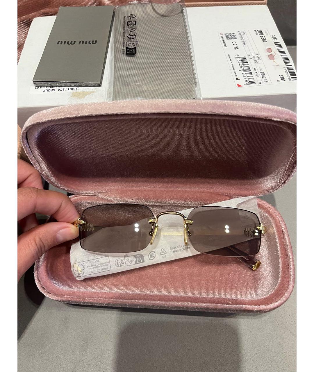 MIU MIU Золотые металлические солнцезащитные очки, фото 5