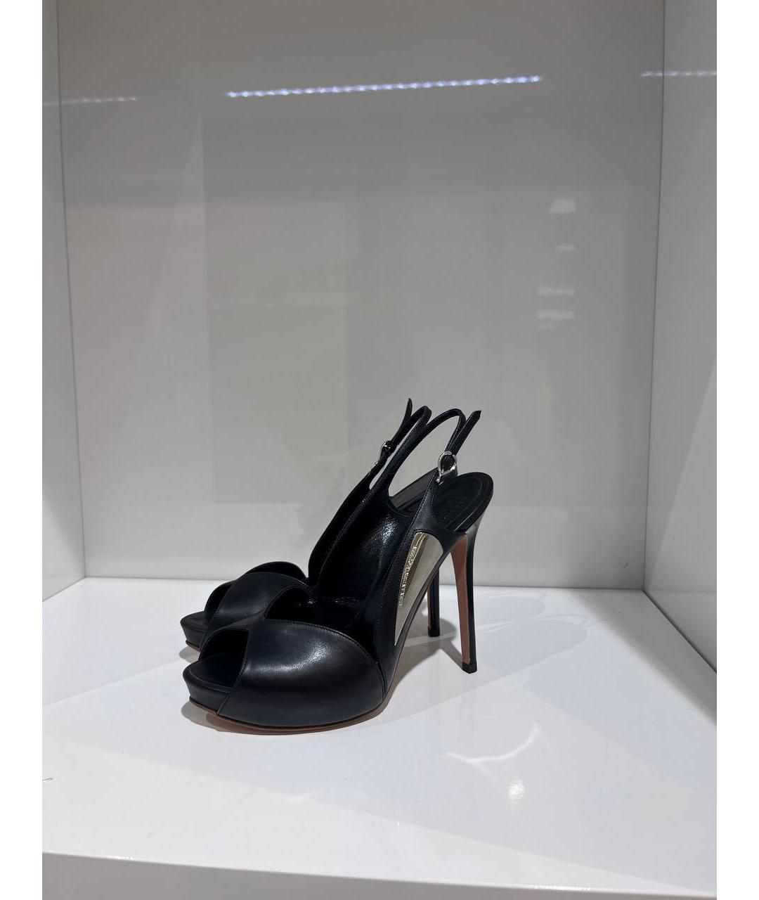 ALEXANDER MCQUEEN Черные кожаные босоножки, фото 2