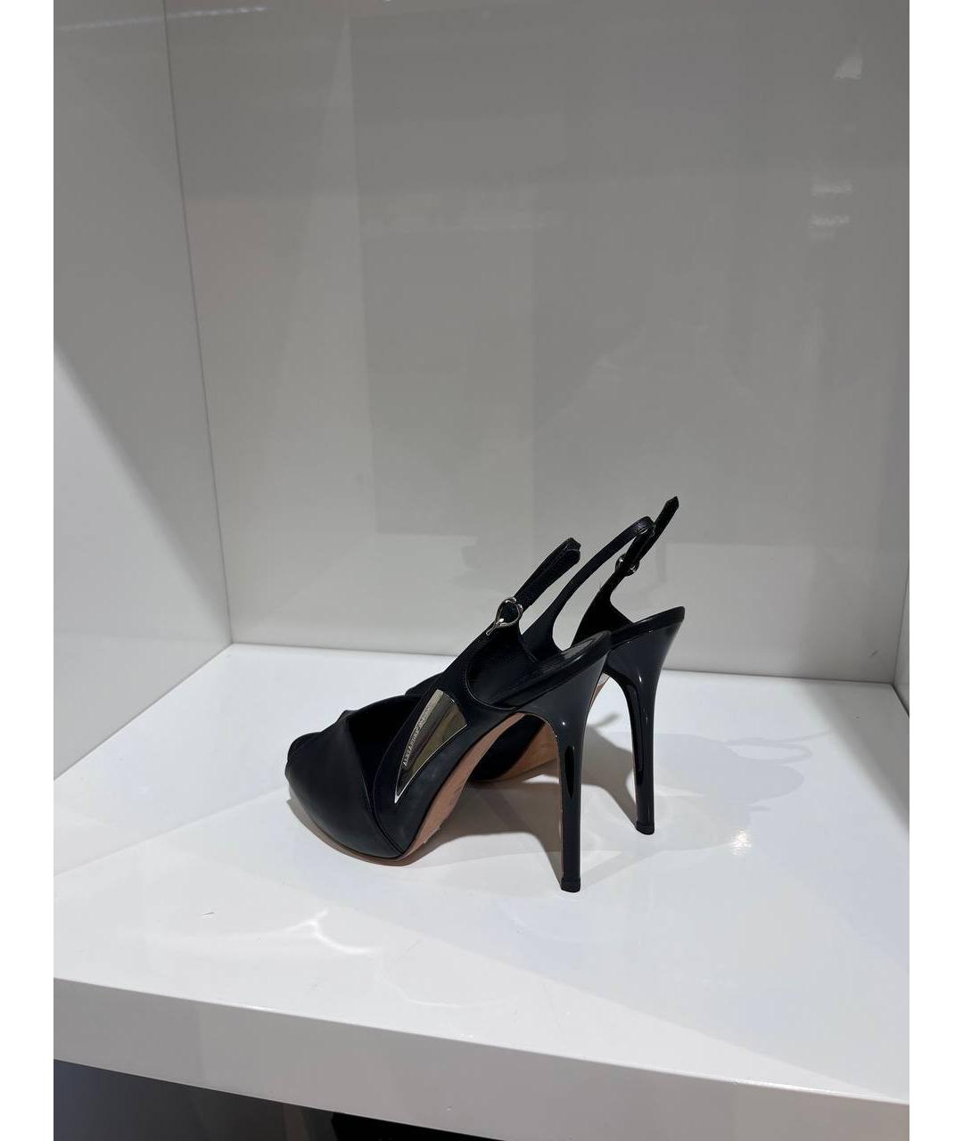 ALEXANDER MCQUEEN Черные кожаные босоножки, фото 3