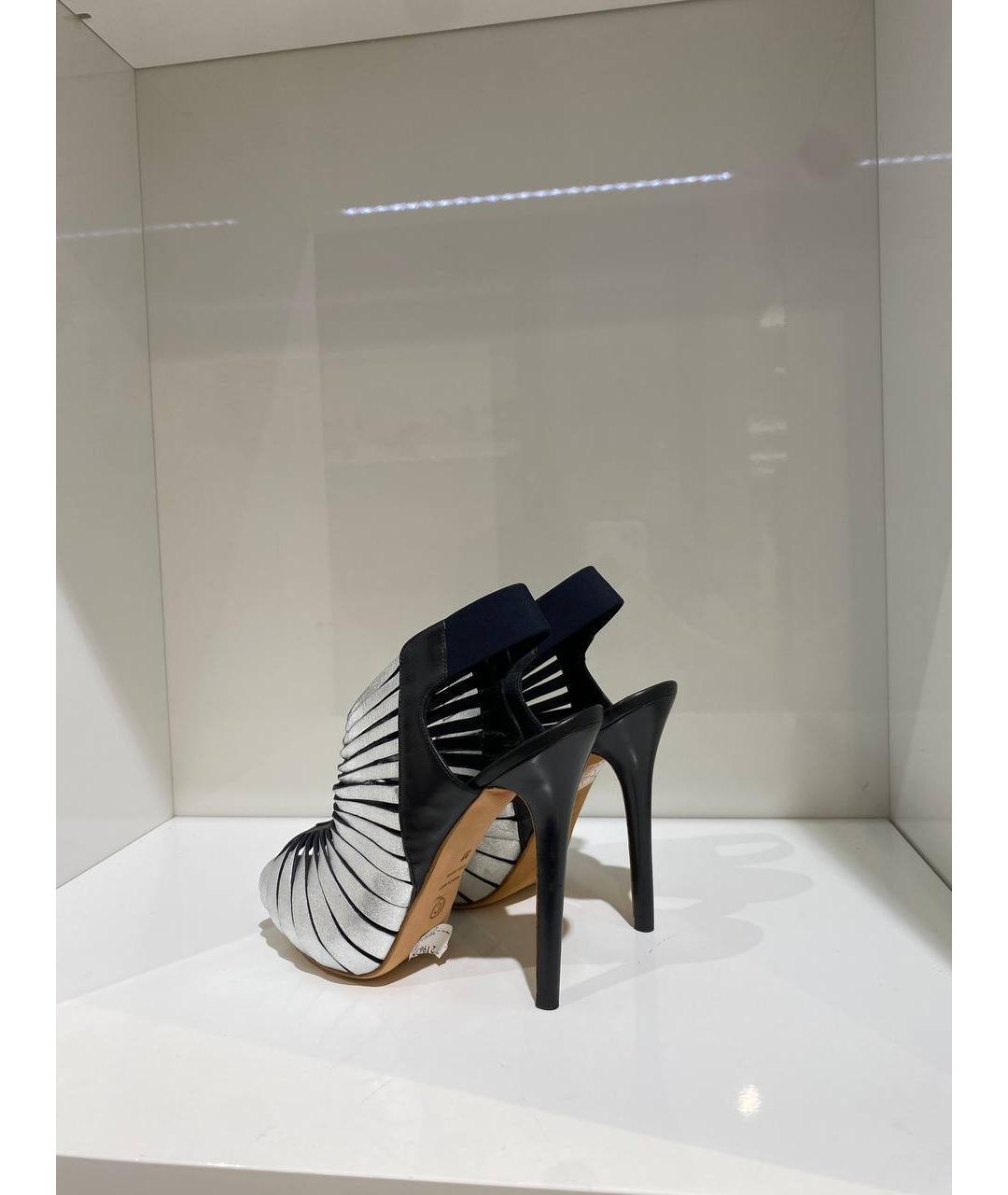 ALEXANDER MCQUEEN Серебряные кожаные босоножки, фото 3