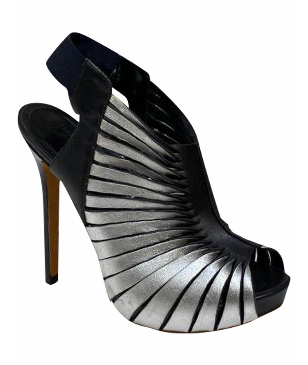 ALEXANDER MCQUEEN Серебряные кожаные босоножки, фото 1