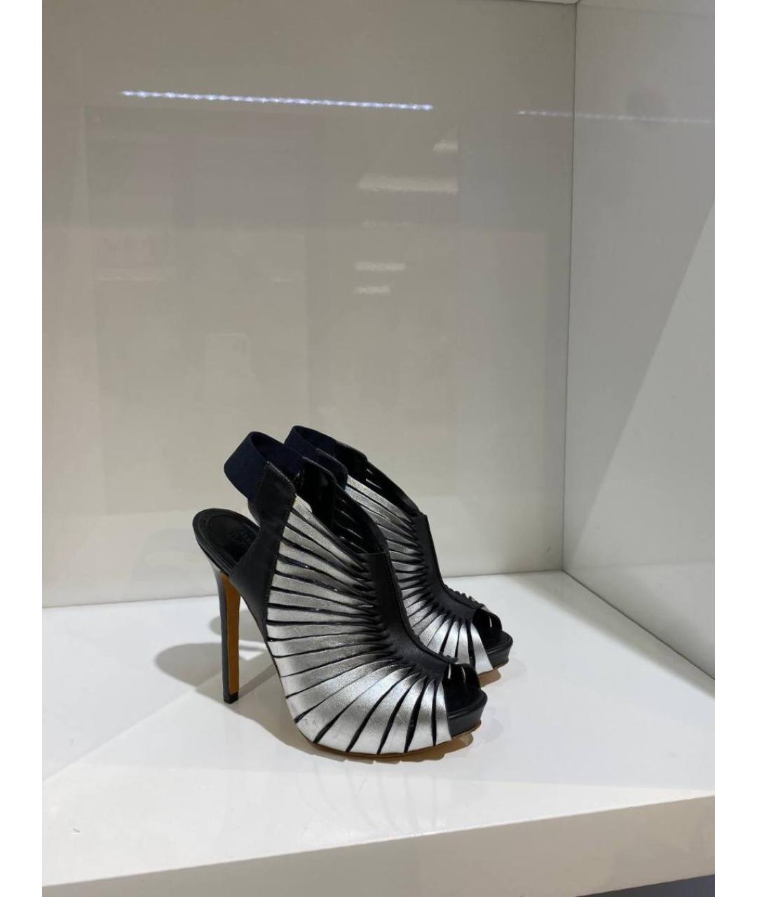 ALEXANDER MCQUEEN Серебряные кожаные босоножки, фото 4