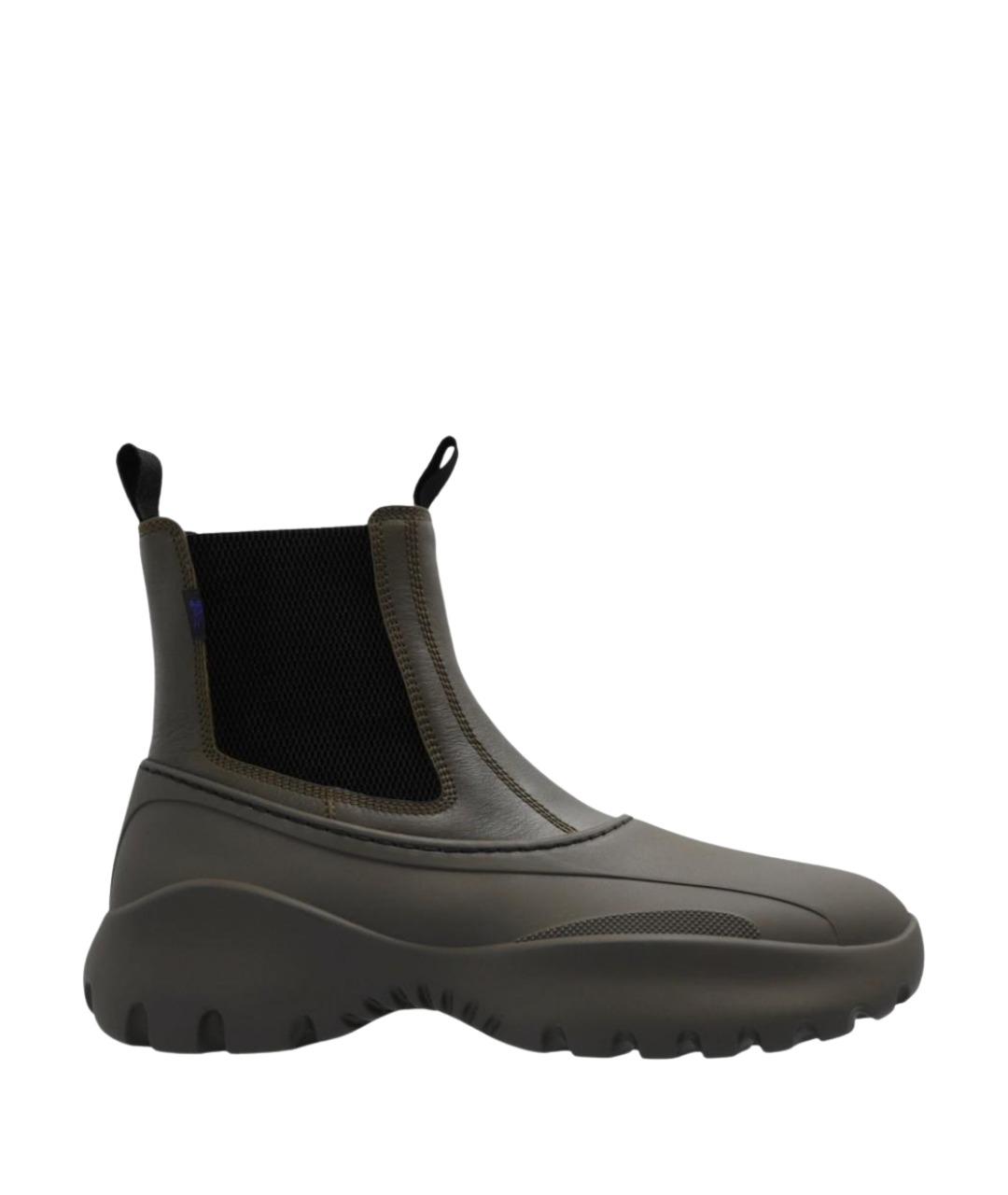 BURBERRY Зеленые кожаные высокие ботинки, фото 1