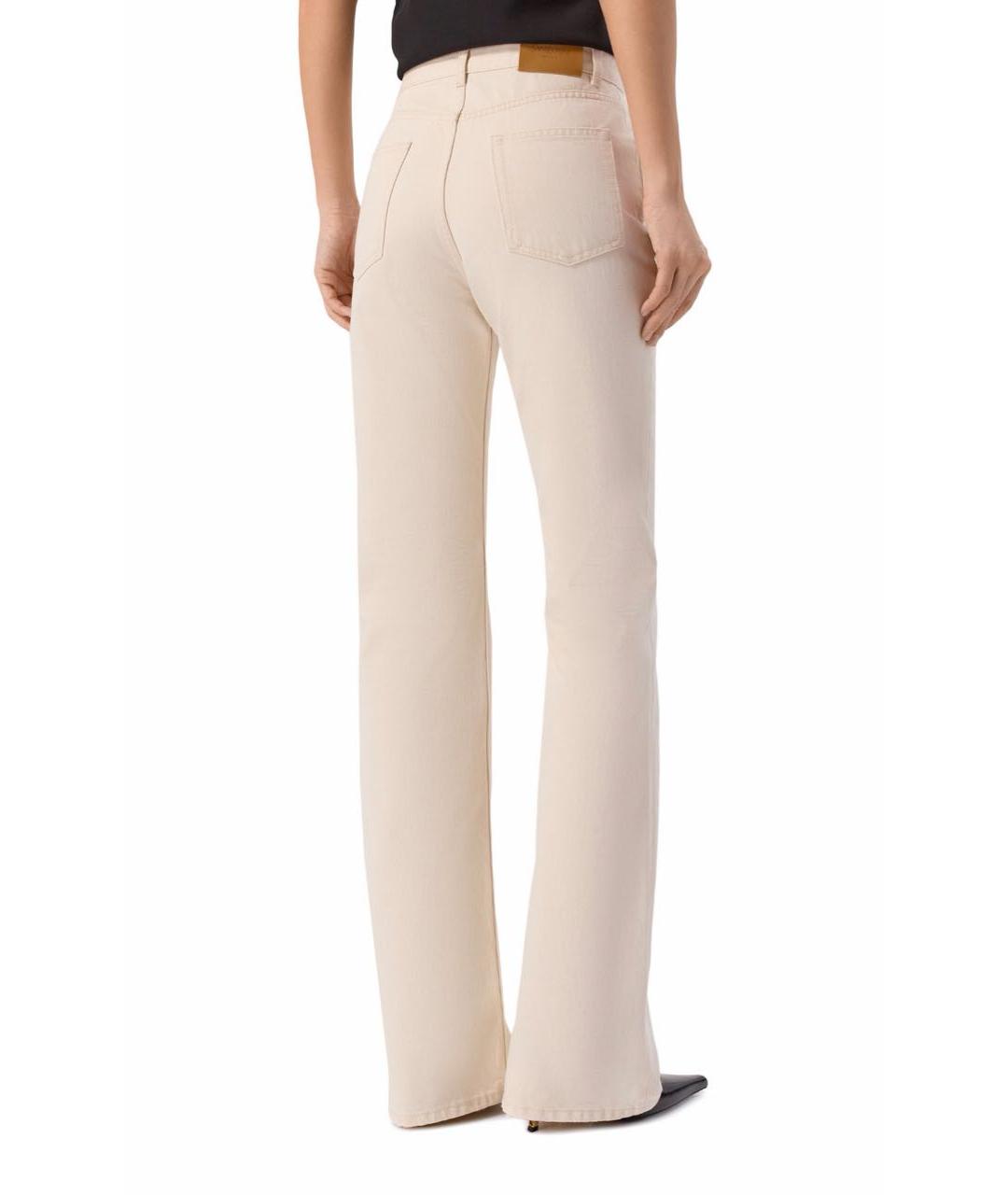 SAINT LAURENT Бежевые хлопковые джинсы клеш, фото 4