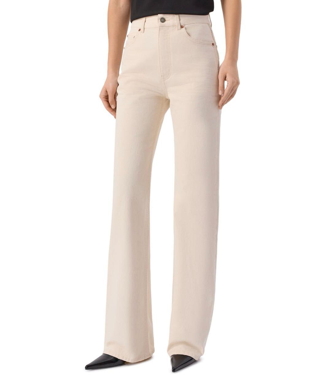 SAINT LAURENT Бежевые хлопковые джинсы клеш, фото 2