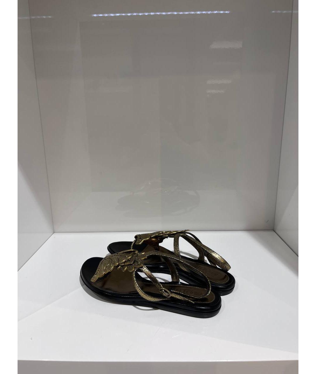 ALEXANDER MCQUEEN Золотые кожаные сабо, фото 3