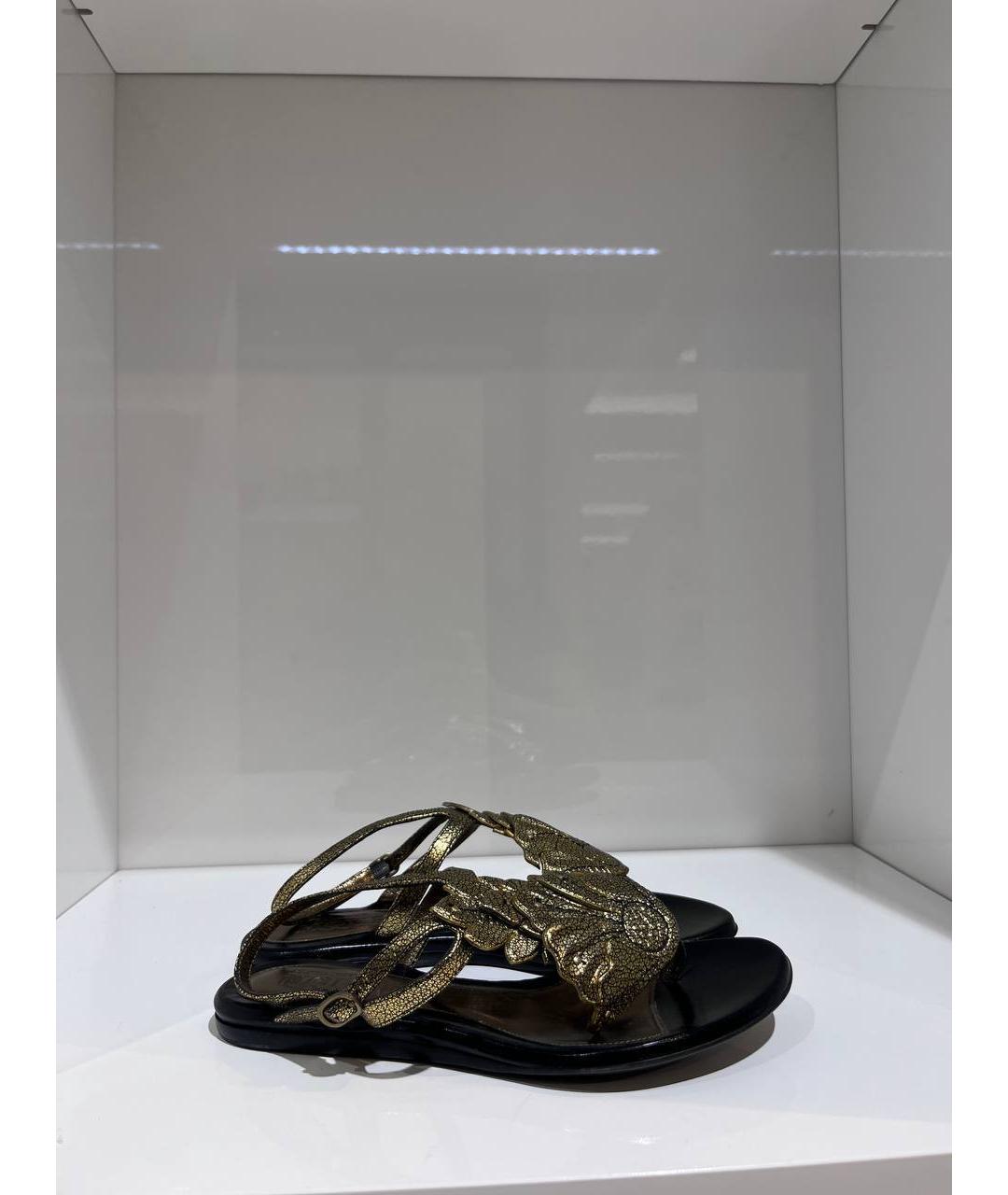 ALEXANDER MCQUEEN Золотые кожаные сабо, фото 2