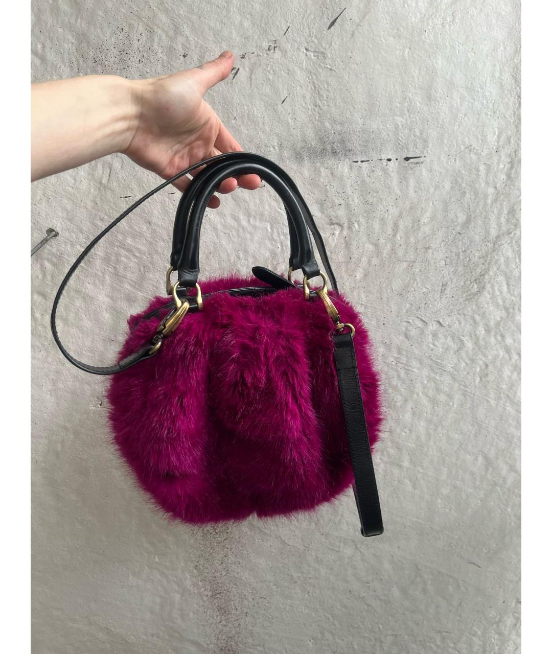 DRIES VAN NOTEN Розовая меховая сумка через плечо, фото 3