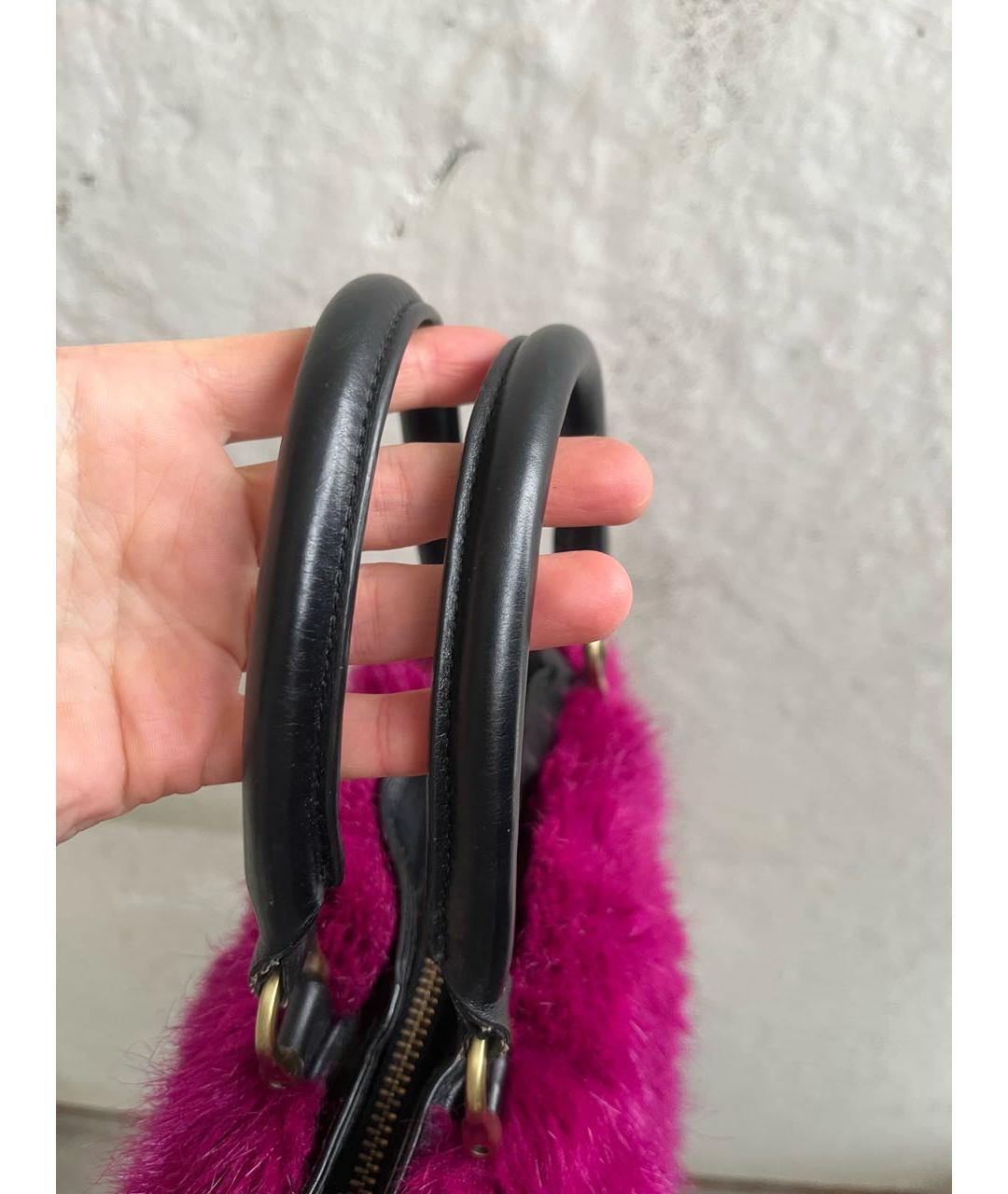 DRIES VAN NOTEN Розовая меховая сумка через плечо, фото 6