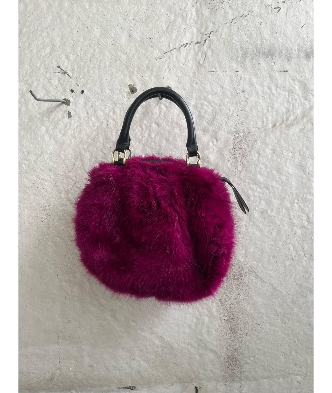 DRIES VAN NOTEN Розовая меховая сумка через плечо, фото 2