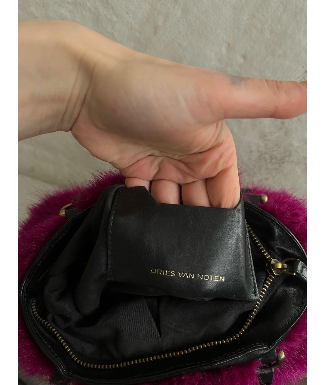 DRIES VAN NOTEN Розовая меховая сумка через плечо, фото 5