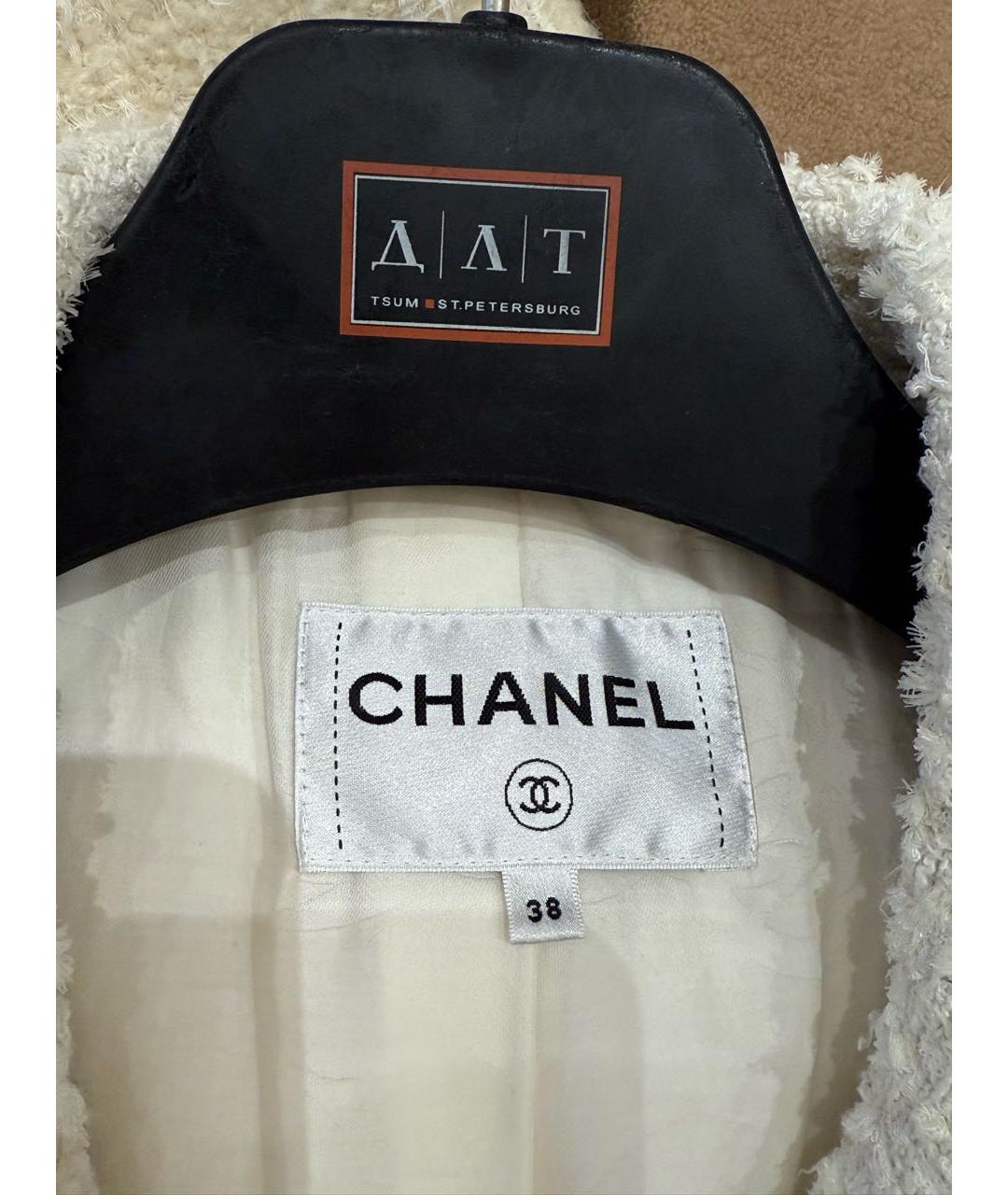 CHANEL Белый твидовый жакет/пиджак, фото 3