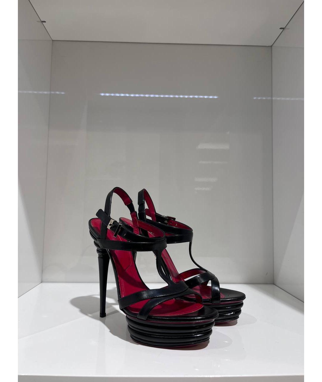 CESARE PACIOTTI Черные кожаные босоножки, фото 4