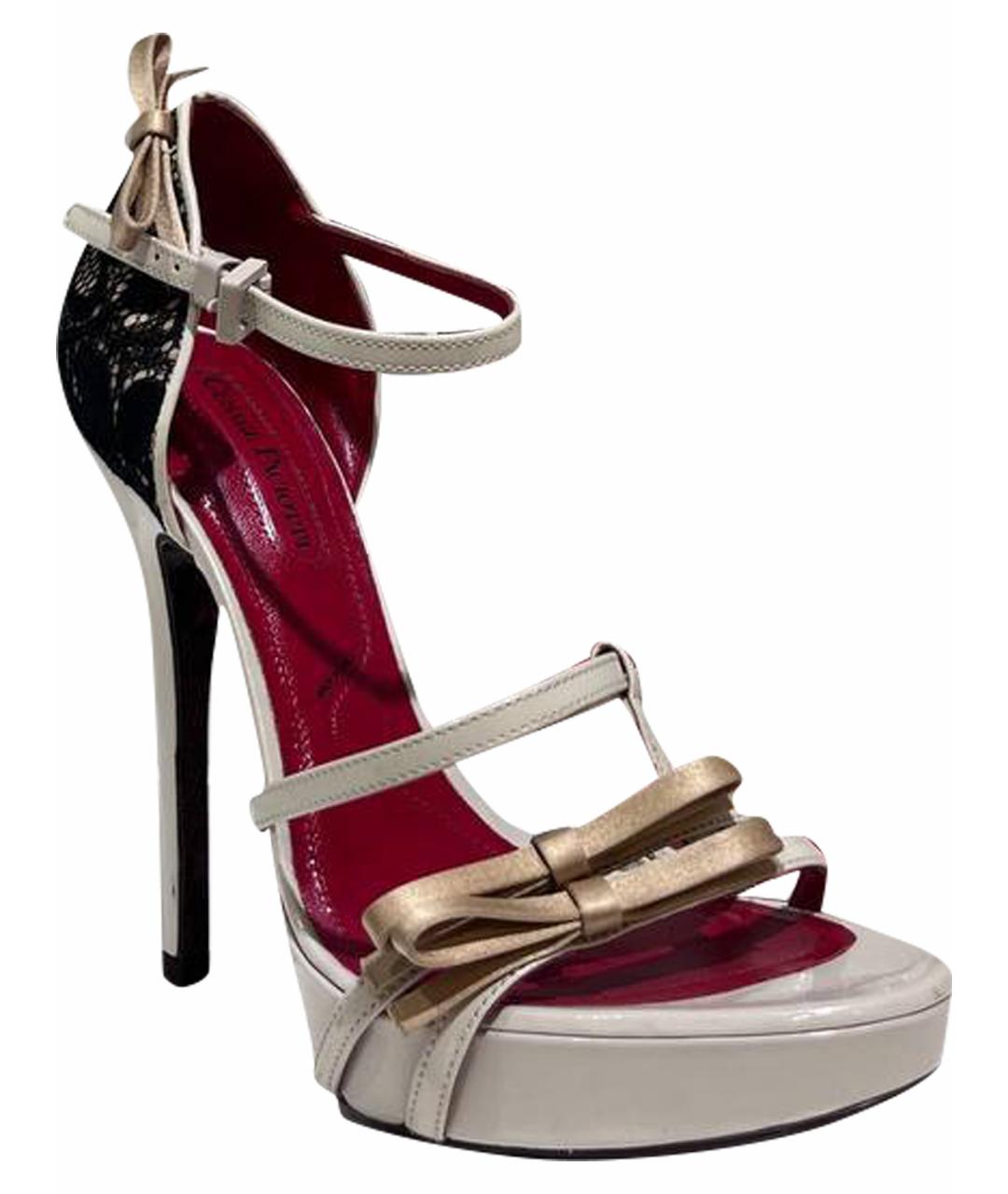 CESARE PACIOTTI Бежевые кожаные босоножки, фото 1