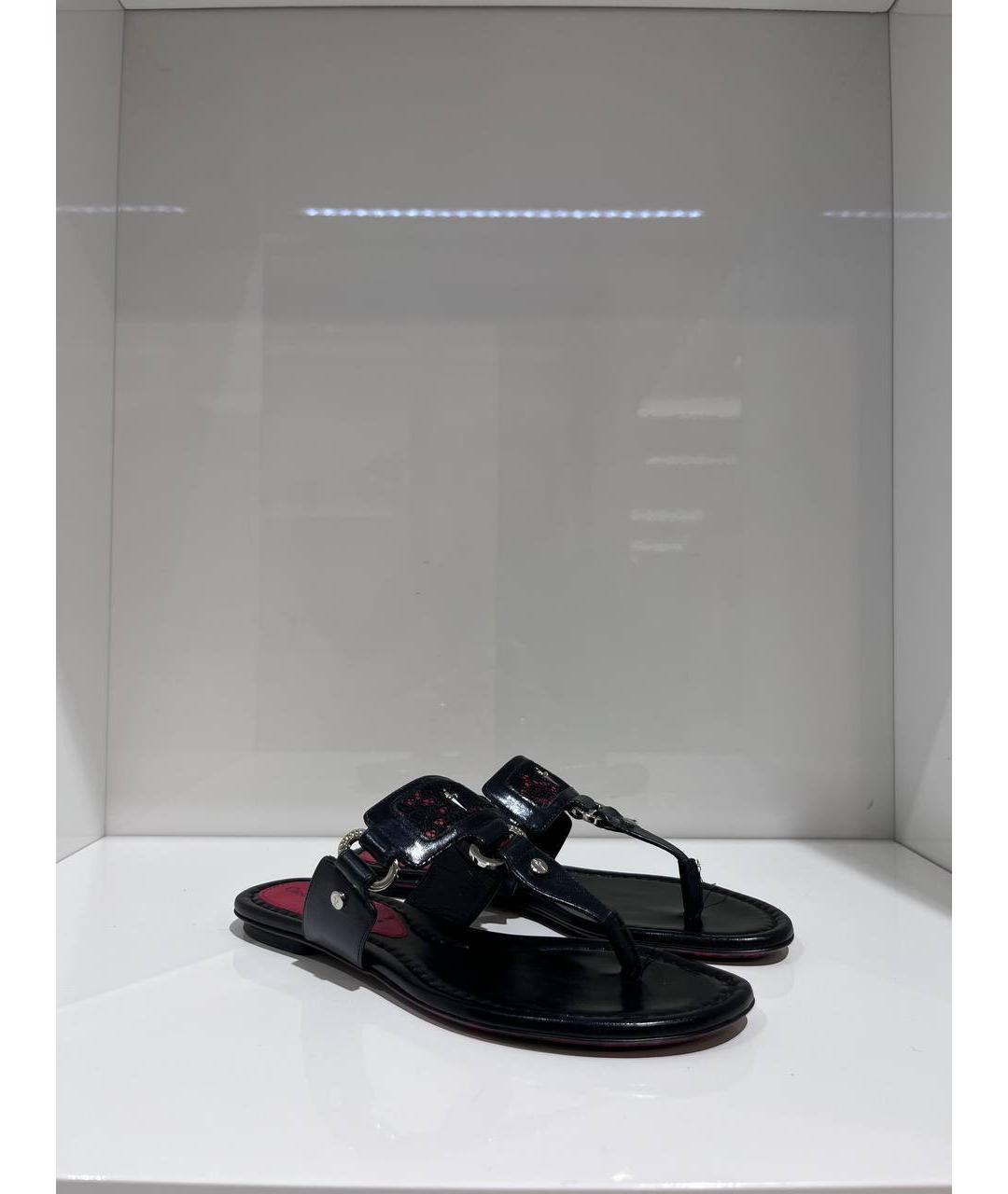 CESARE PACIOTTI Черные кожаные шлепанцы, фото 4