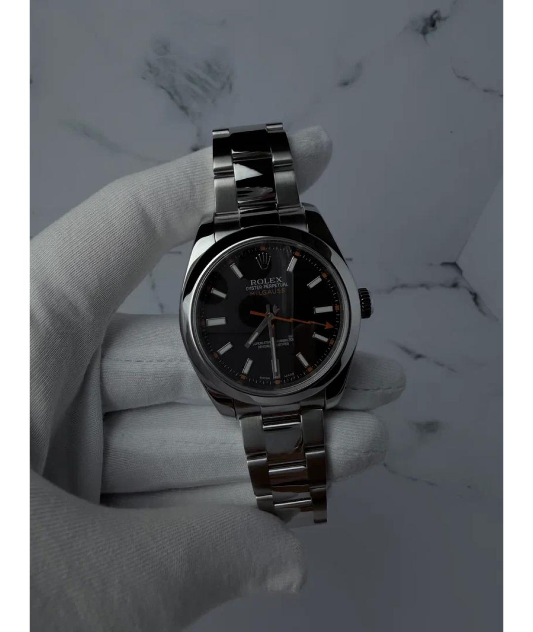 ROLEX Черные металлические часы, фото 2