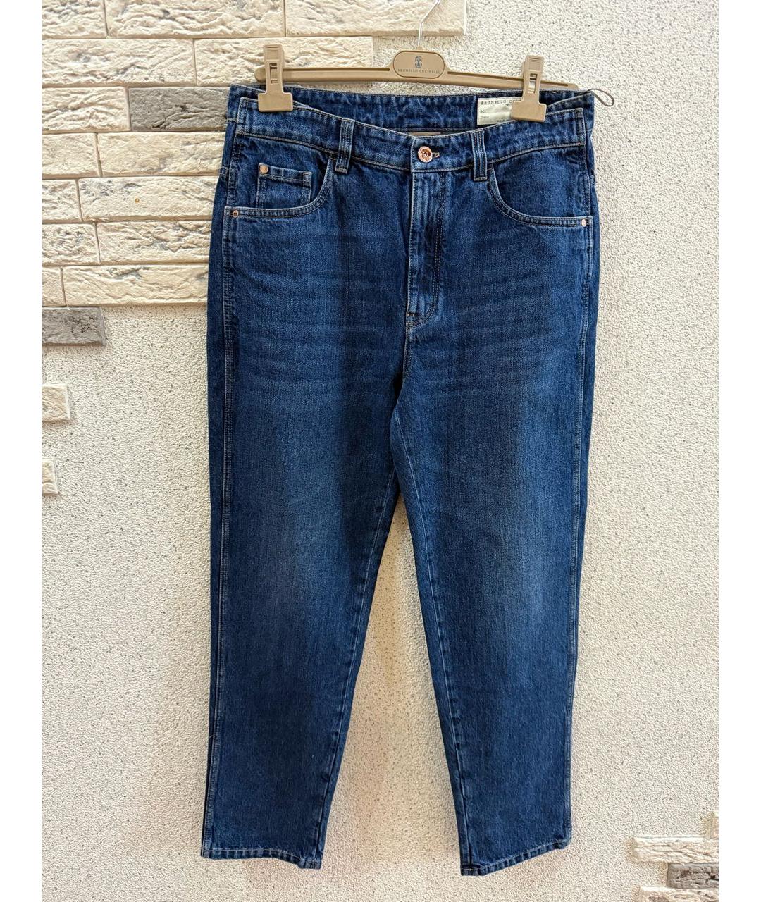 BRUNELLO CUCINELLI Синие хлопковые прямые джинсы, фото 5