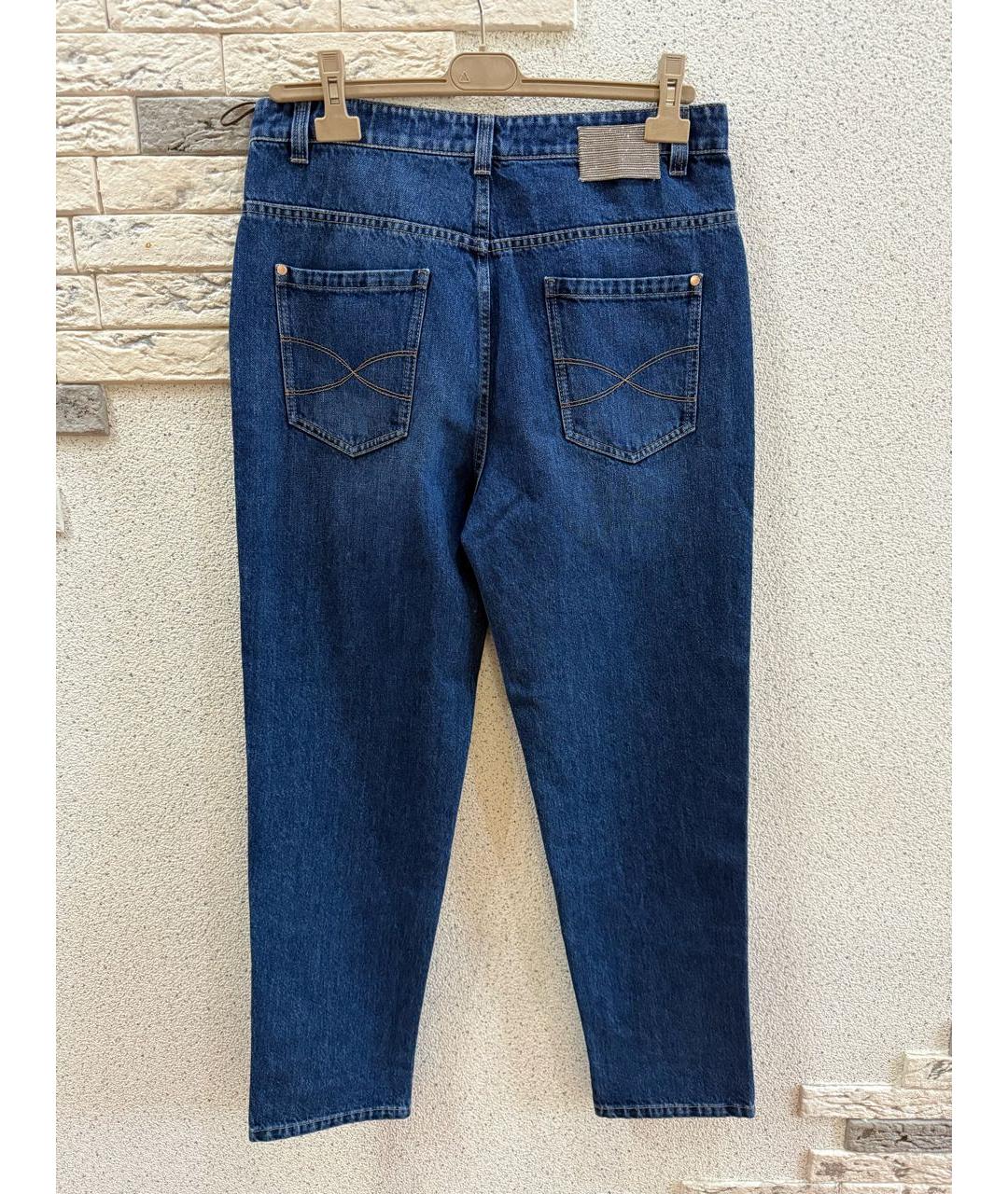 BRUNELLO CUCINELLI Синие хлопковые прямые джинсы, фото 2