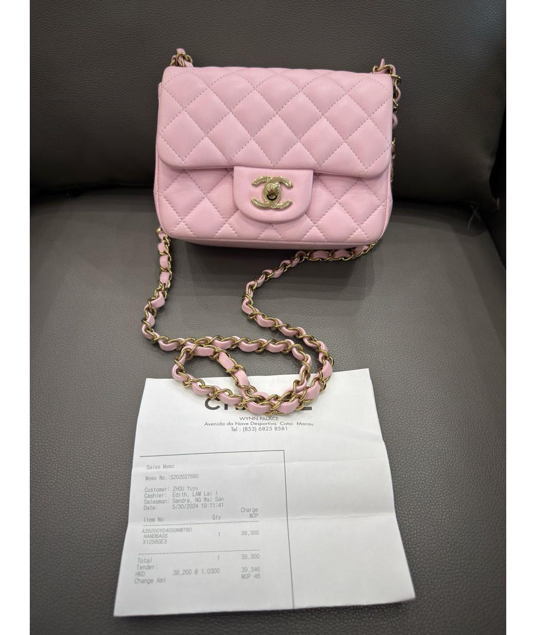 CHANEL Розовая кожаная сумка через плечо, фото 9