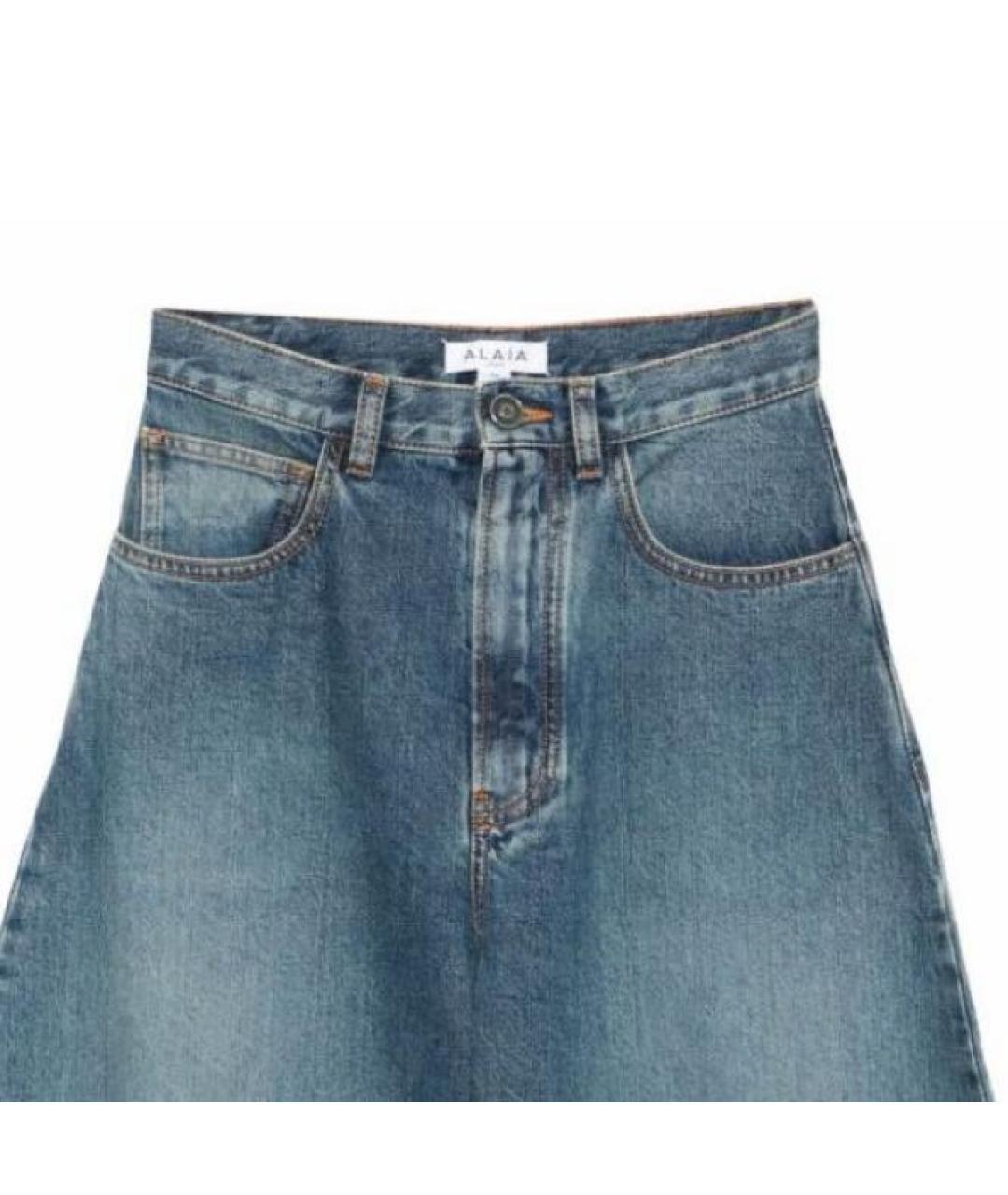 ALAIA Синие хлопковые джинсы клеш, фото 3