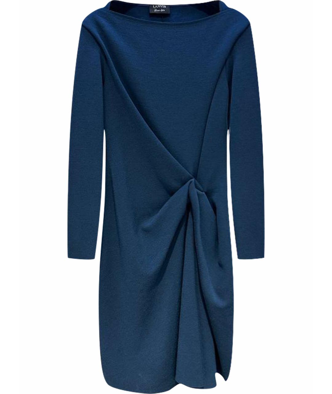 LANVIN Синее шерстяное платье, фото 1