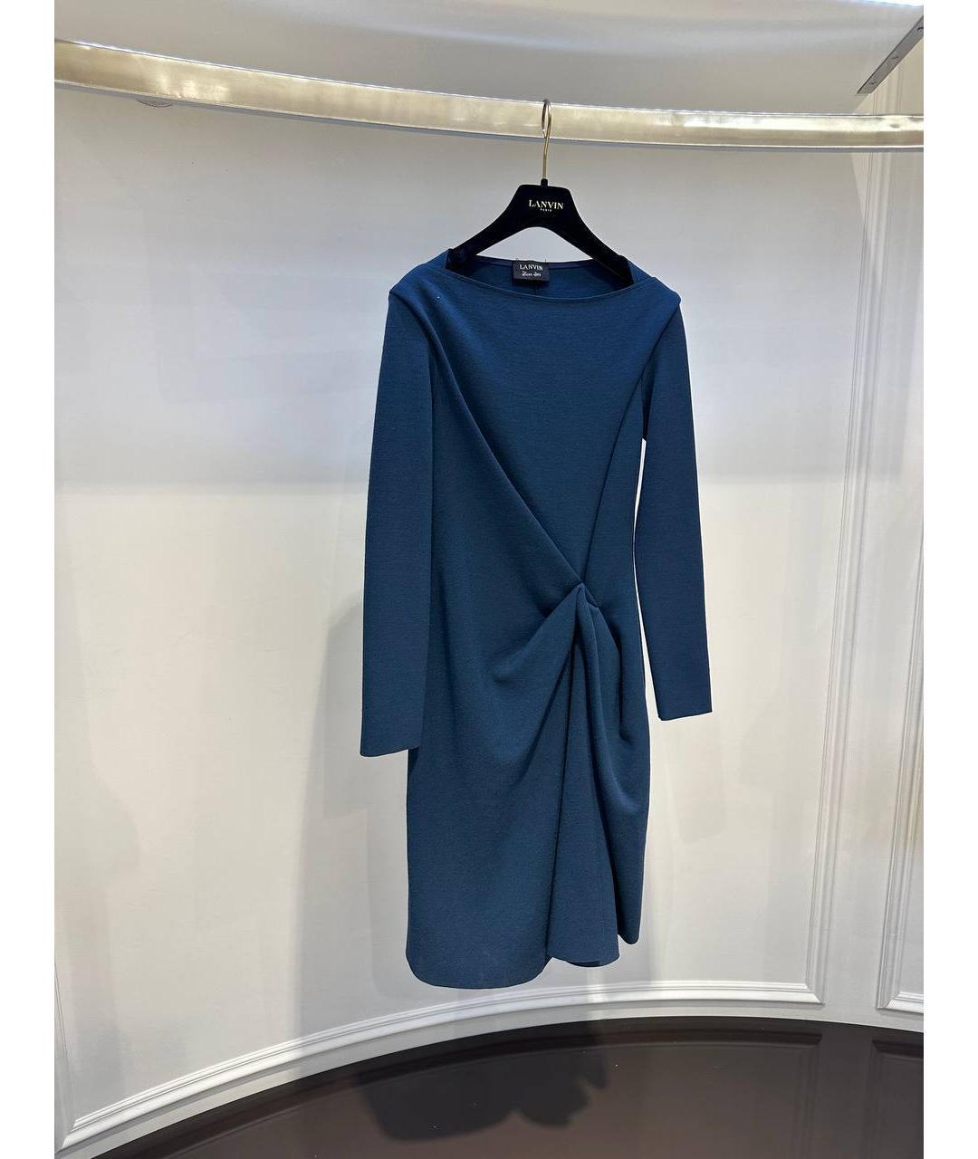 LANVIN Синее шерстяное платье, фото 2