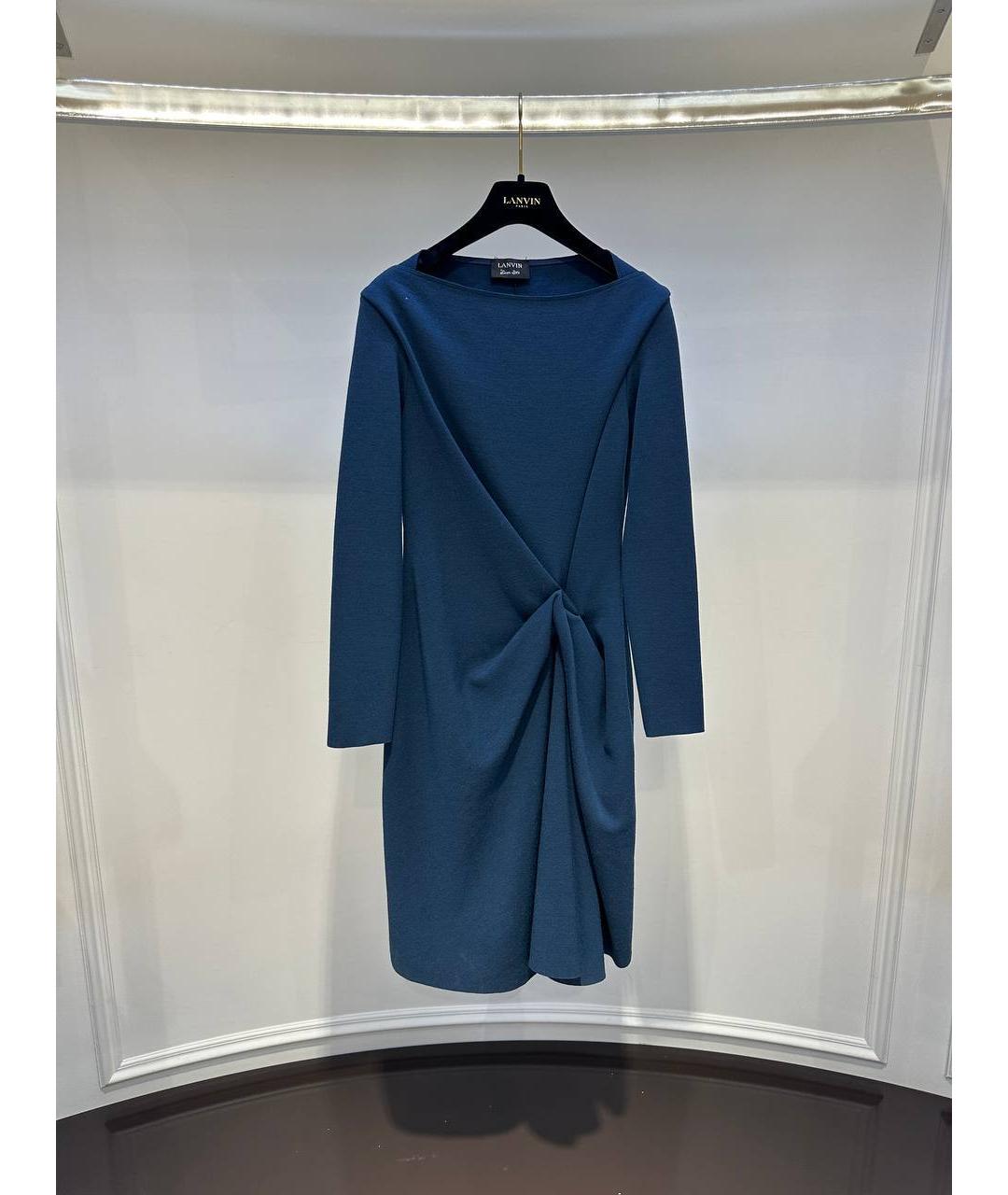 LANVIN Синее шерстяное платье, фото 4
