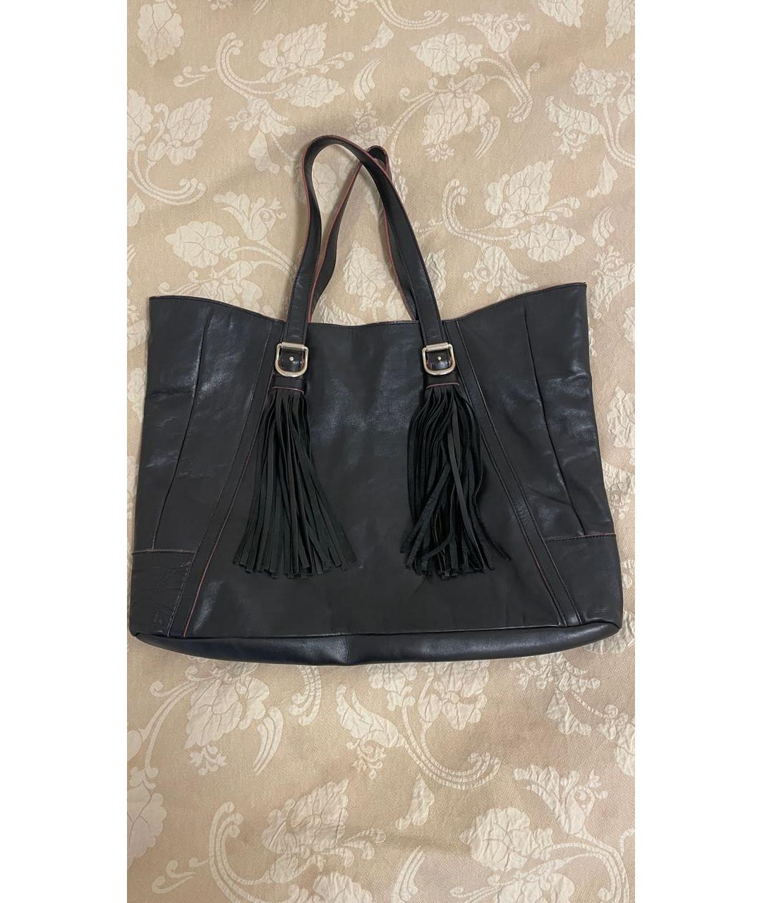 SEE BY CHLOE Черная кожаная сумка с короткими ручками, фото 9