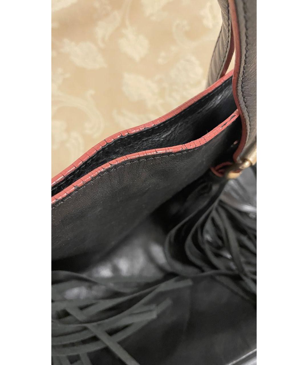 SEE BY CHLOE Черная кожаная сумка с короткими ручками, фото 5