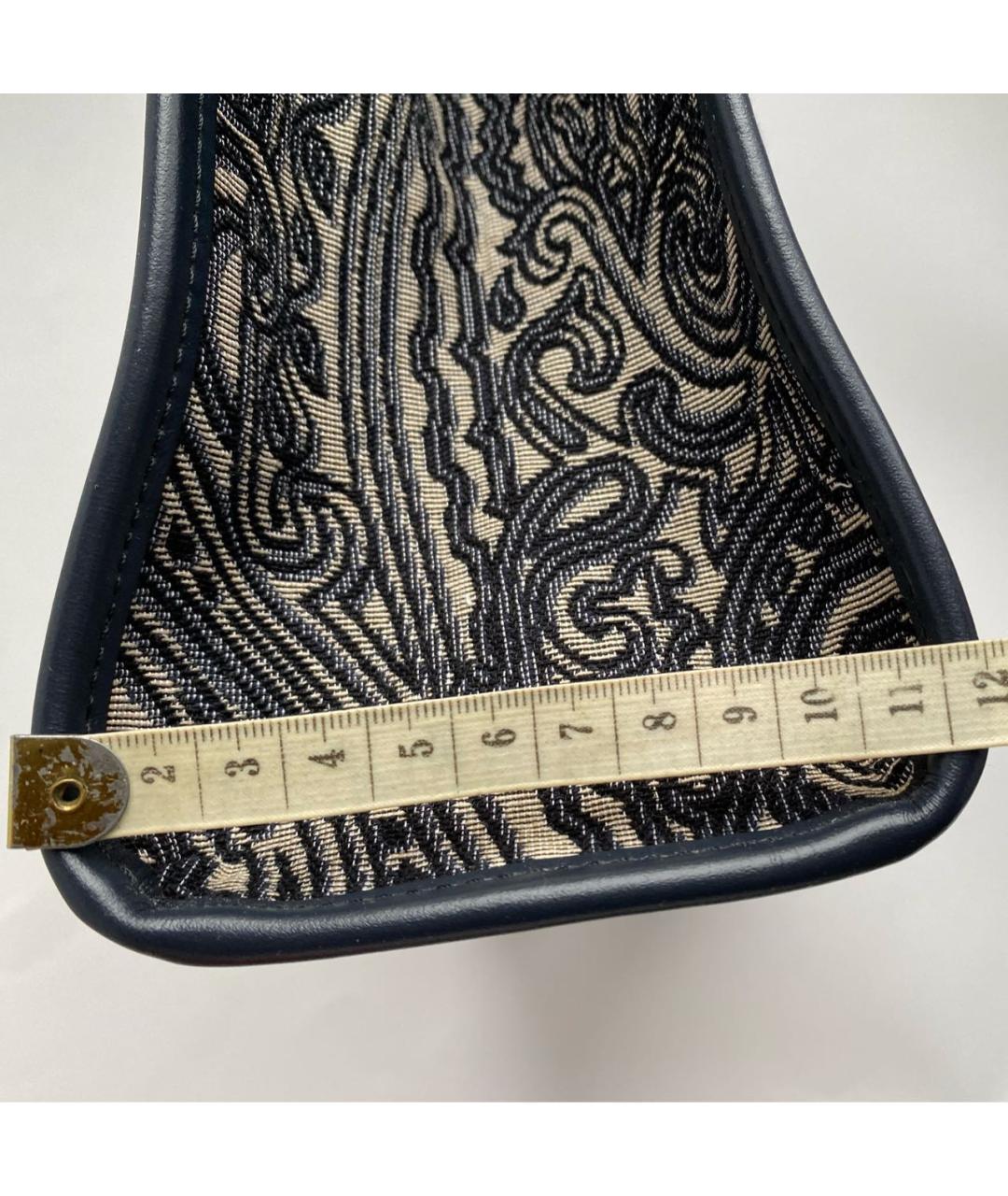 ETRO Темно-синяя жаккардовая сумка с короткими ручками, фото 6