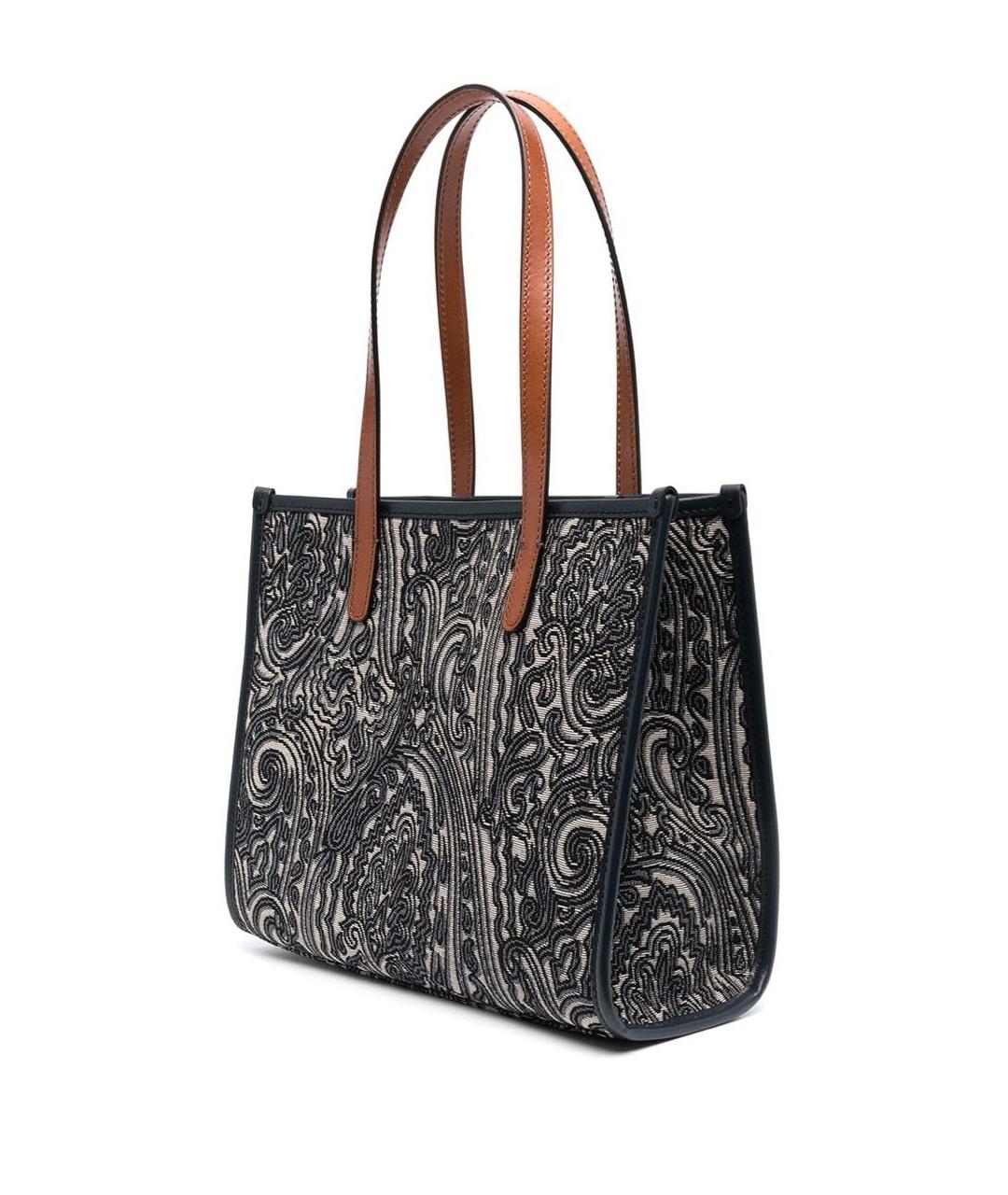 ETRO Темно-синяя жаккардовая сумка с короткими ручками, фото 2