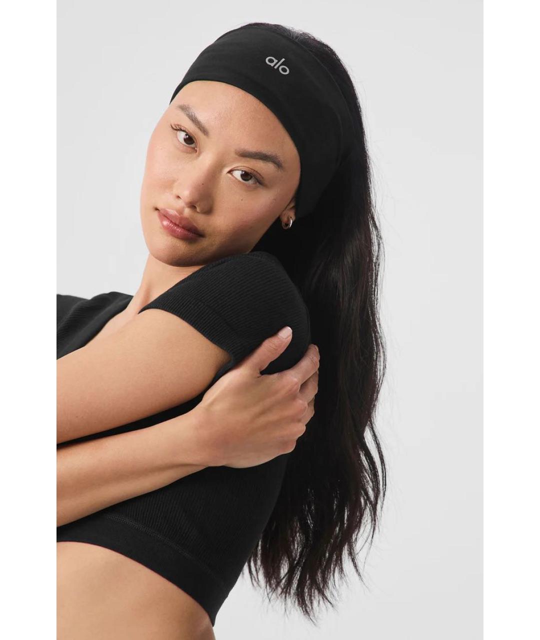 ALO YOGA Черная повязка на голову, фото 2