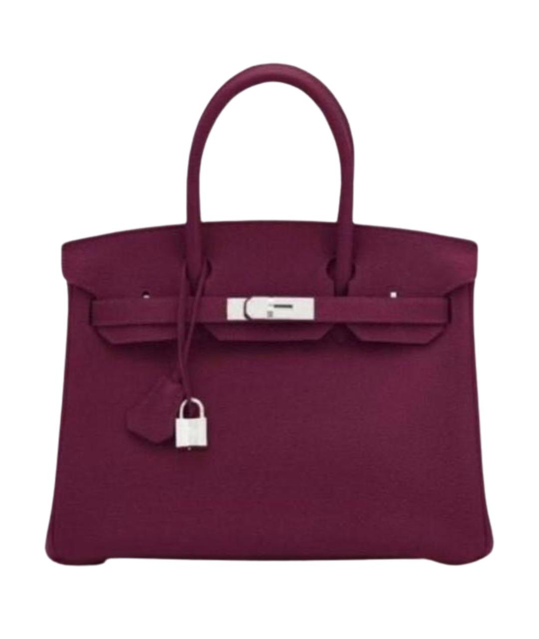 HERMES Бордовая кожаная сумка с короткими ручками, фото 9
