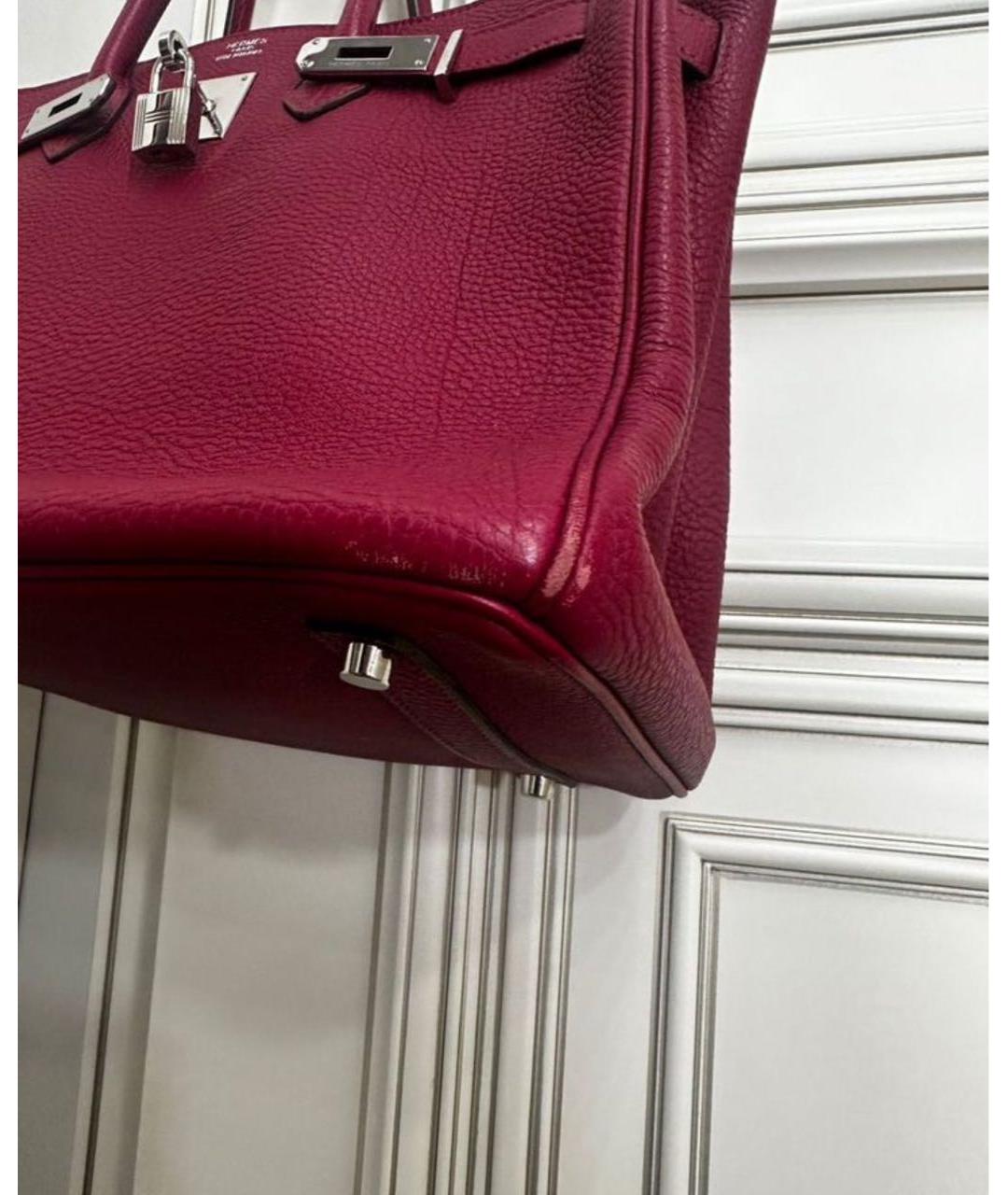 HERMES Бордовая кожаная сумка с короткими ручками, фото 6