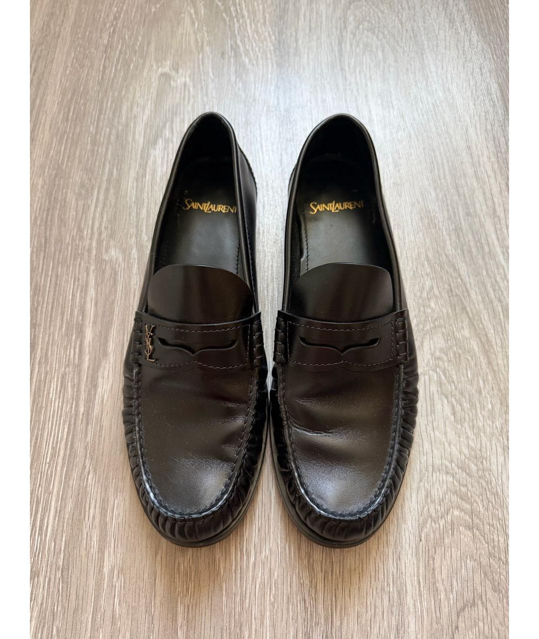 SAINT LAURENT Черные кожаные лоферы, фото 2