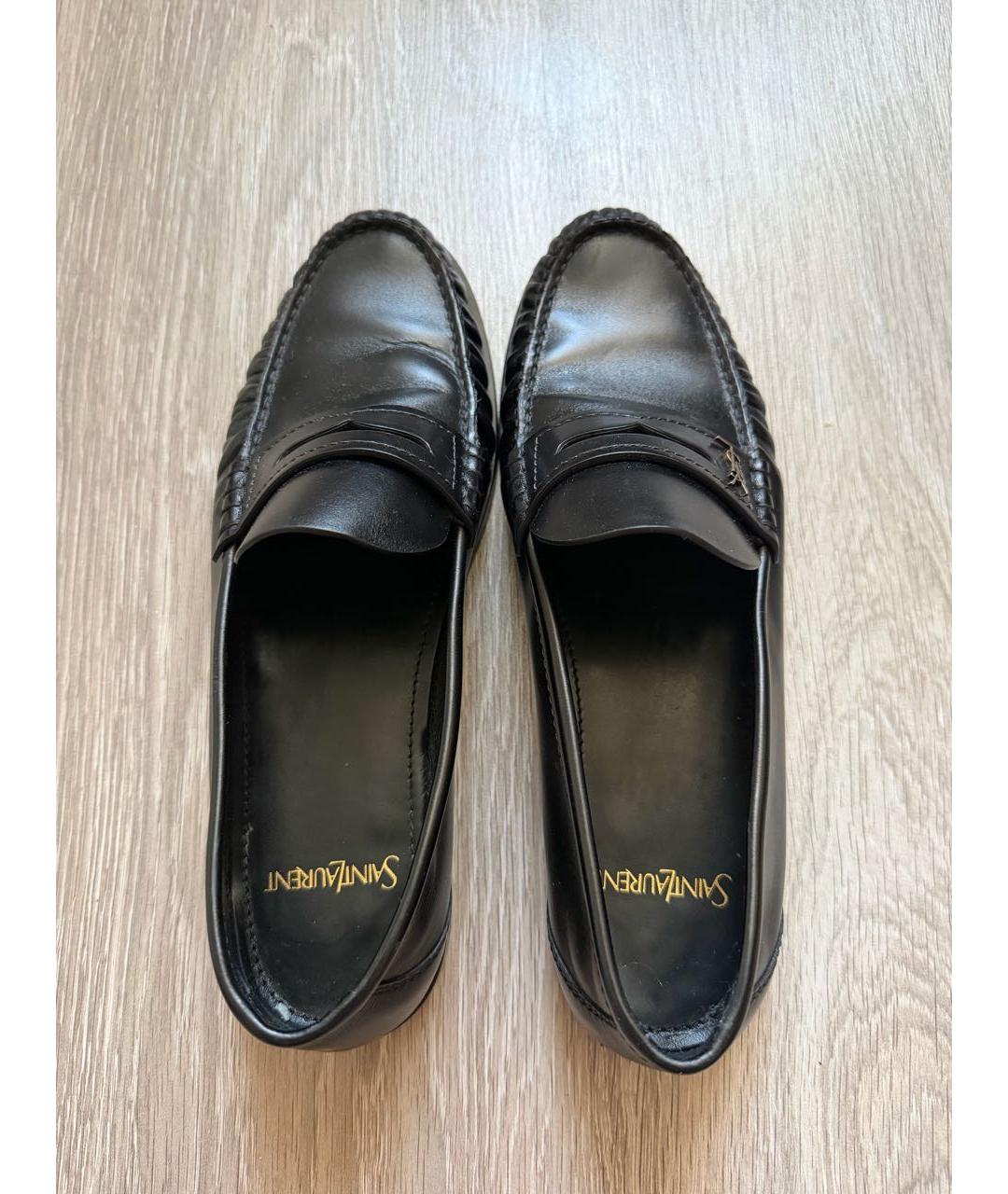SAINT LAURENT Черные кожаные лоферы, фото 3