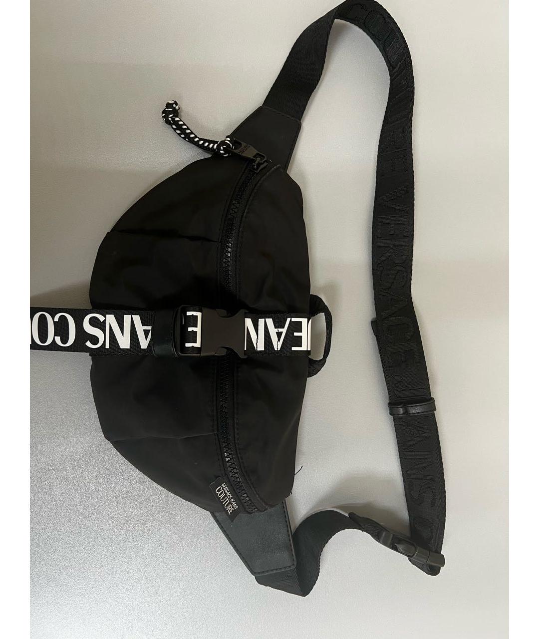 VERSACE JEANS COUTURE Черная синтетическая поясная сумка, фото 2