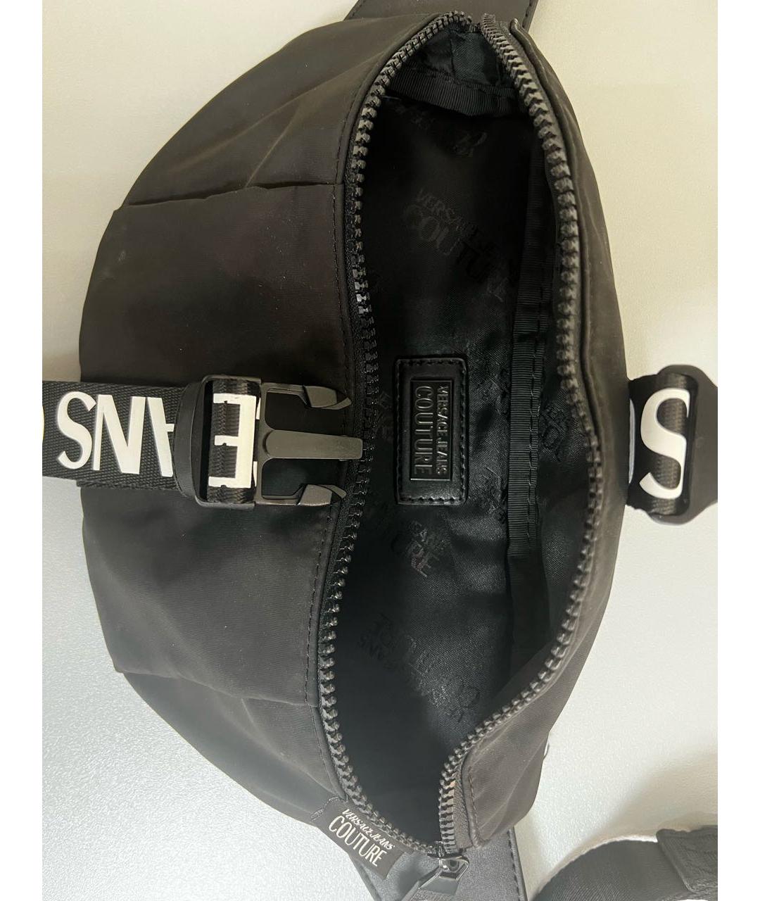 VERSACE JEANS COUTURE Черная синтетическая поясная сумка, фото 3