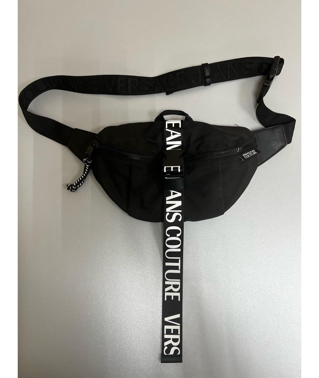 VERSACE JEANS COUTURE Черная синтетическая поясная сумка, фото 5
