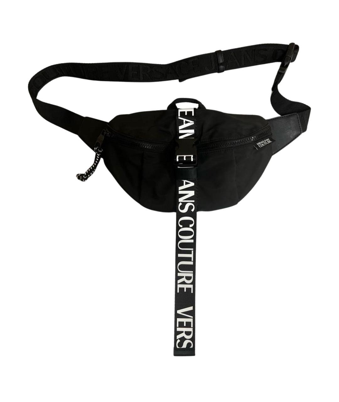 VERSACE JEANS COUTURE Черная синтетическая поясная сумка, фото 1