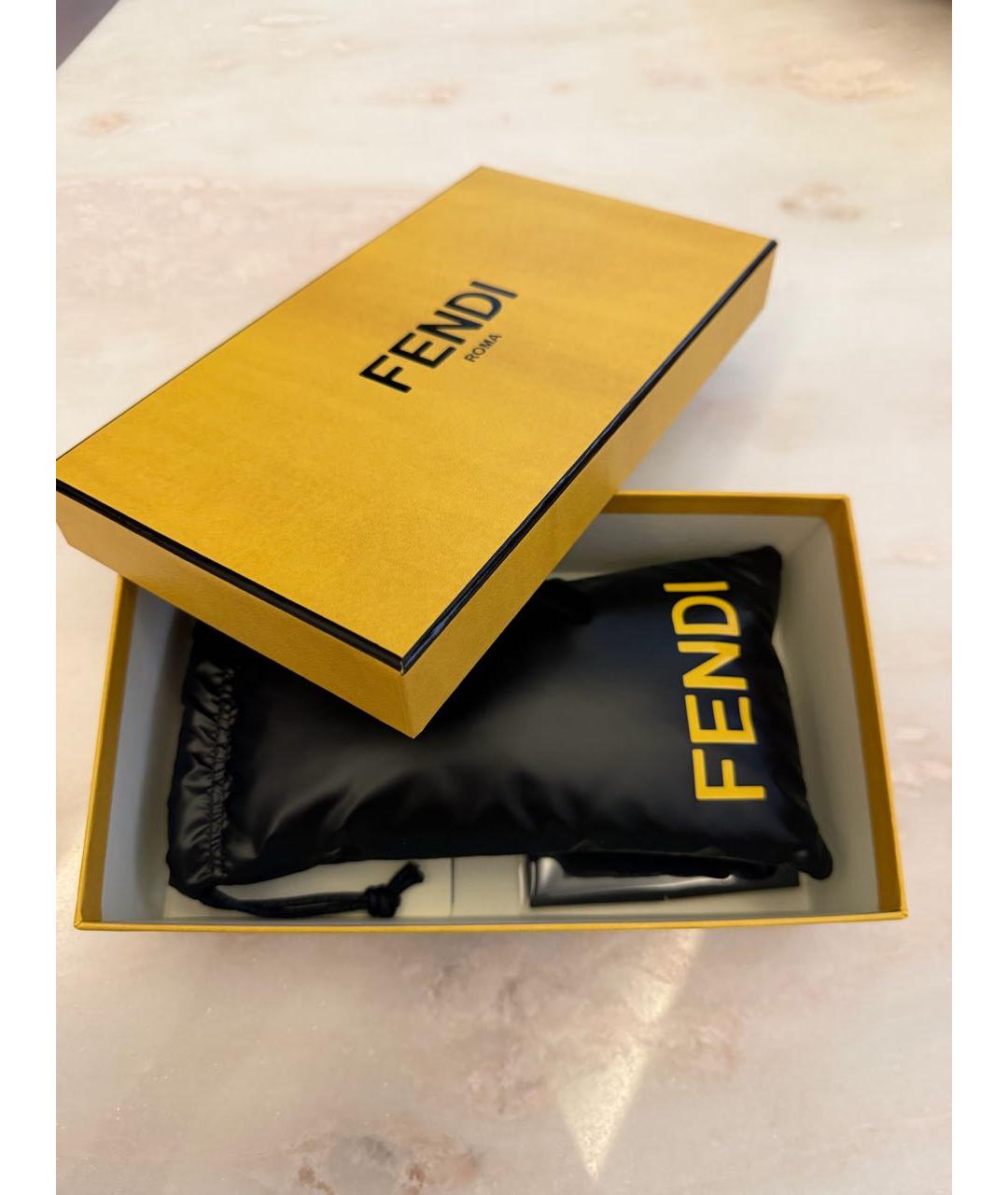 FENDI Коричневые металлические солнцезащитные очки, фото 4