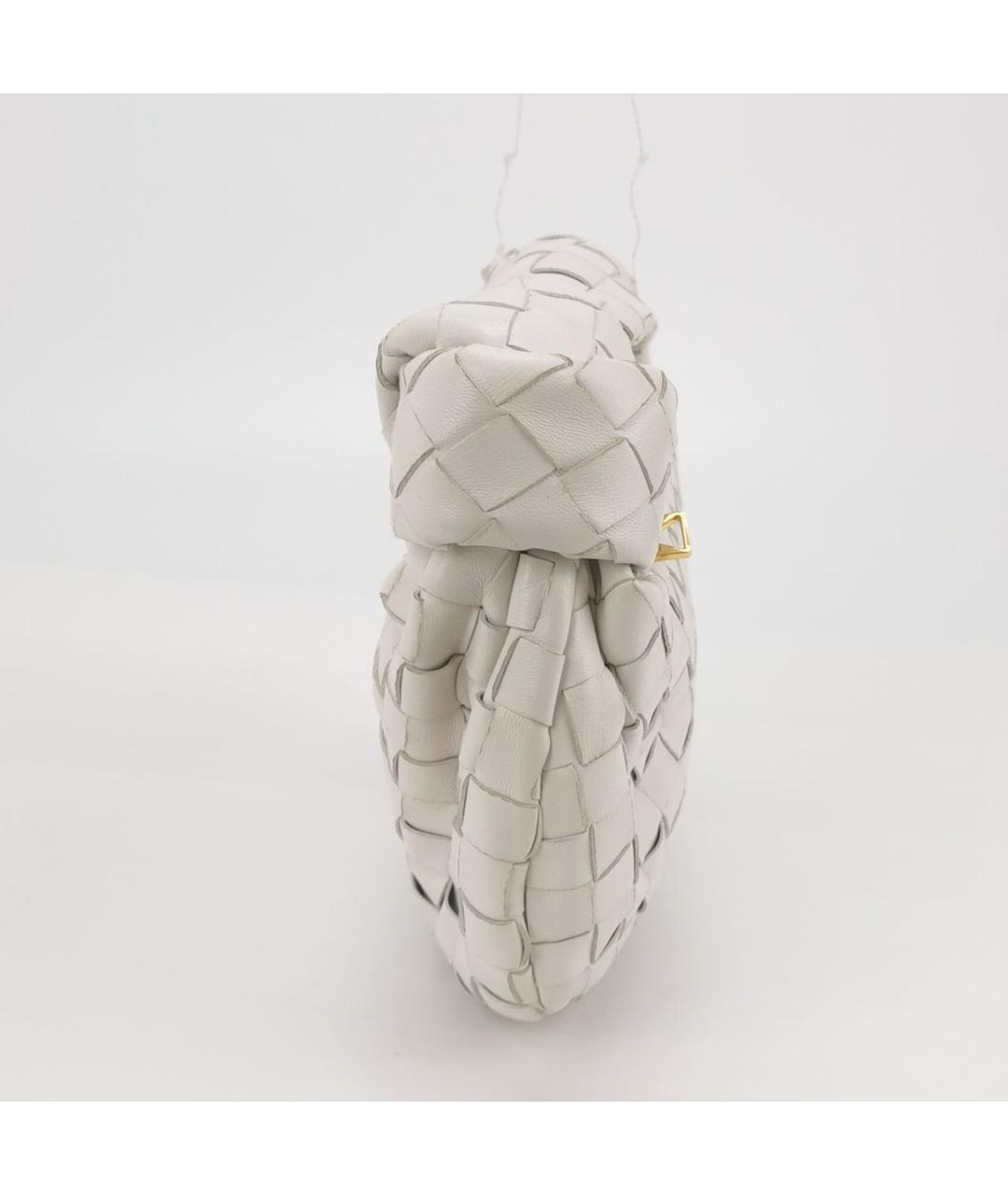 BOTTEGA VENETA Белая кожаная сумка с короткими ручками, фото 3