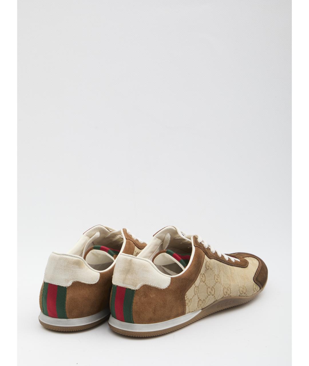 GUCCI Бежевые замшевые низкие кроссовки / кеды, фото 3