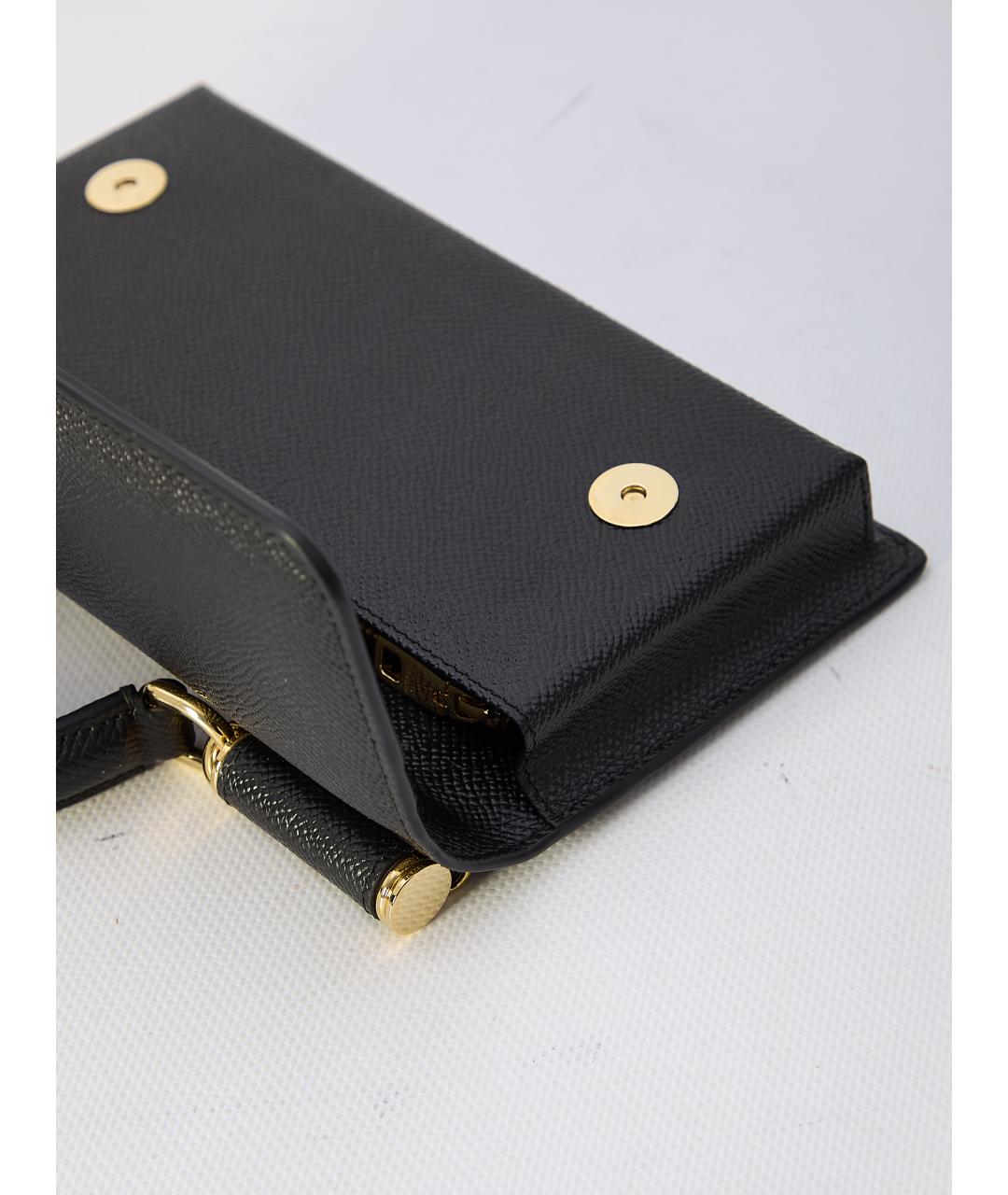 DOLCE&GABBANA Черная кожаная сумка через плечо, фото 4